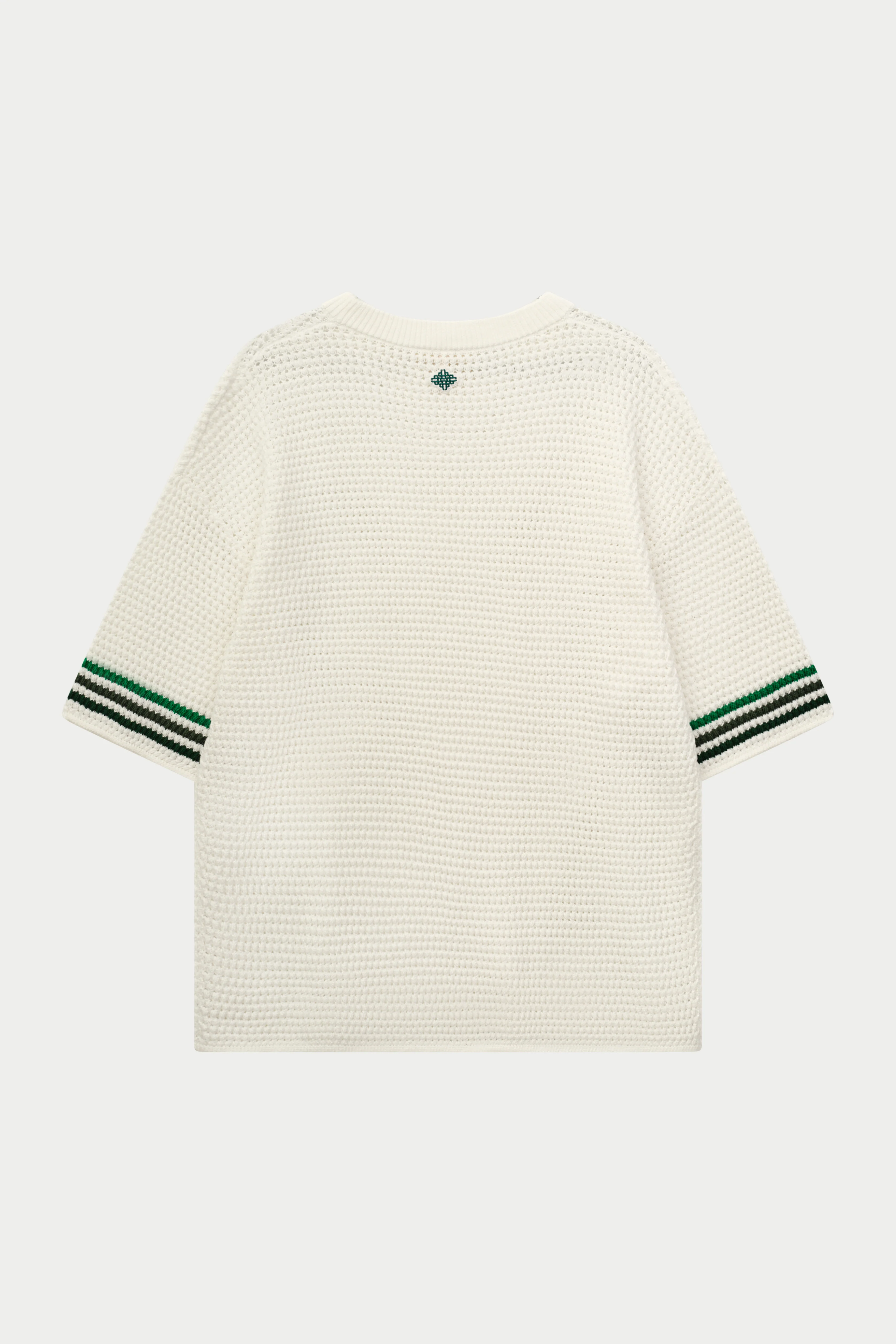 STRIPE CROCHET KNIT T-SHIRT - WHITE
