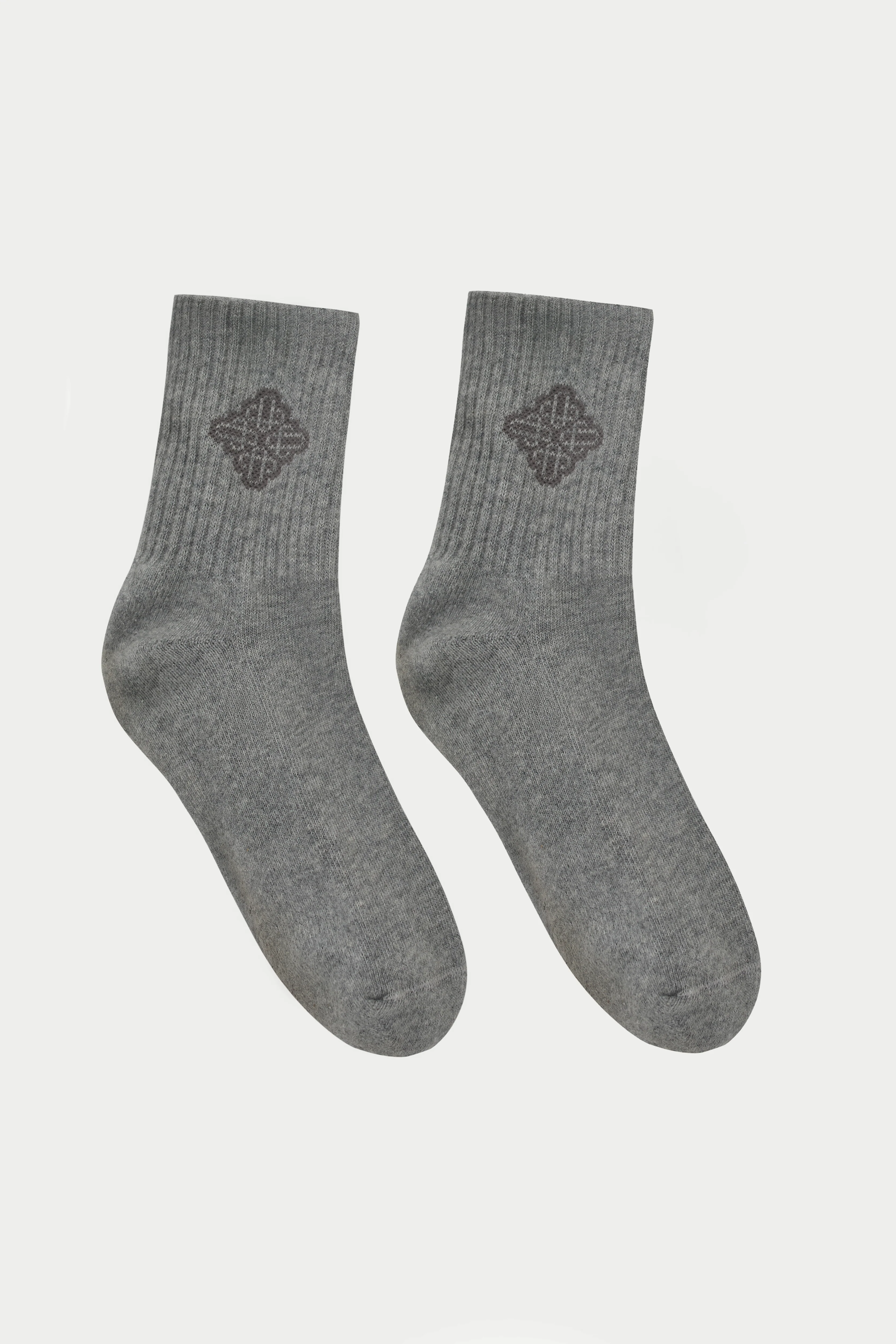 INTARSIA EMBLEM SPORTS SOCKS - GREY MARL