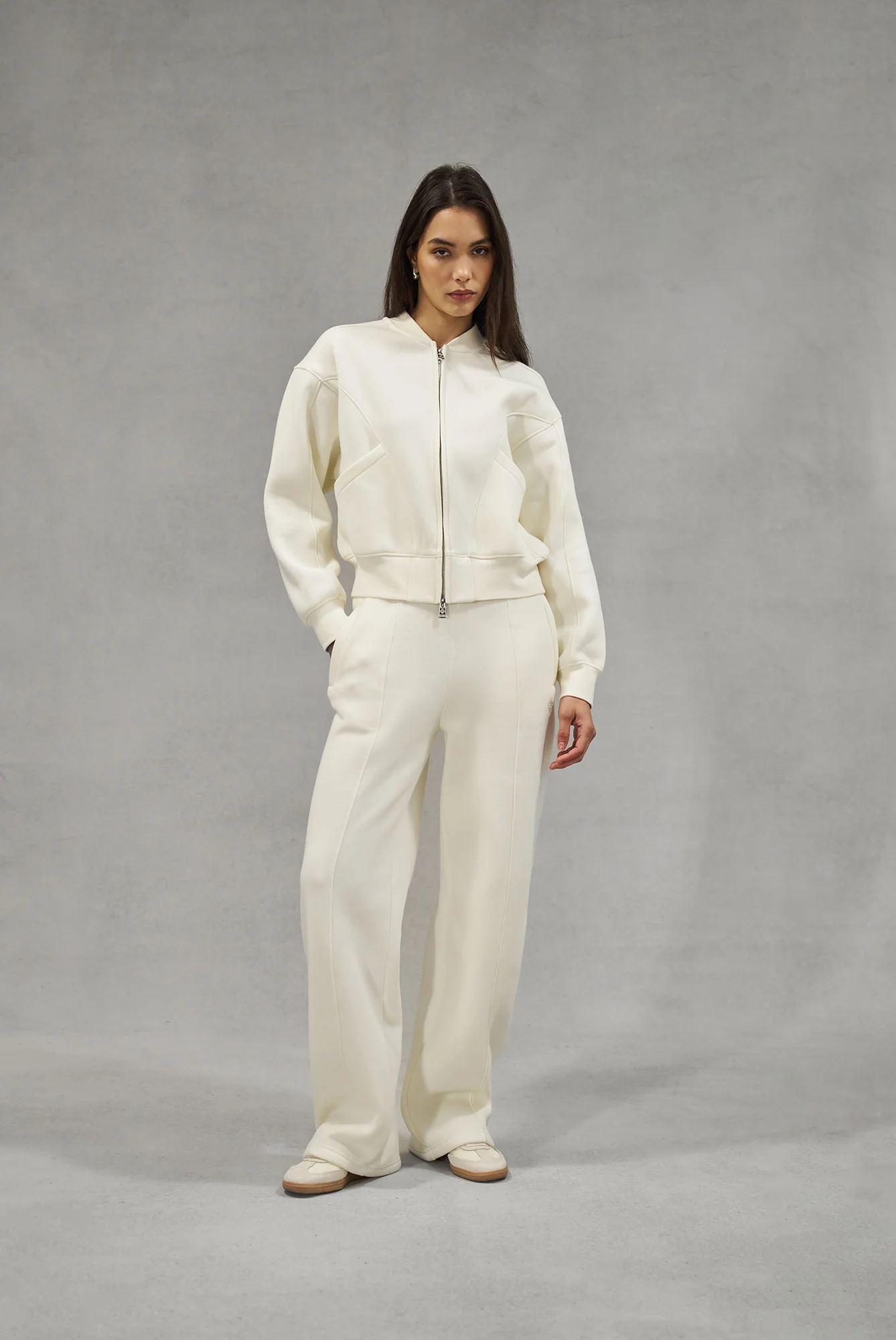 SEAM DETAIL CROSSOVER WAISTBAND JOGGERS - OFF WHITE