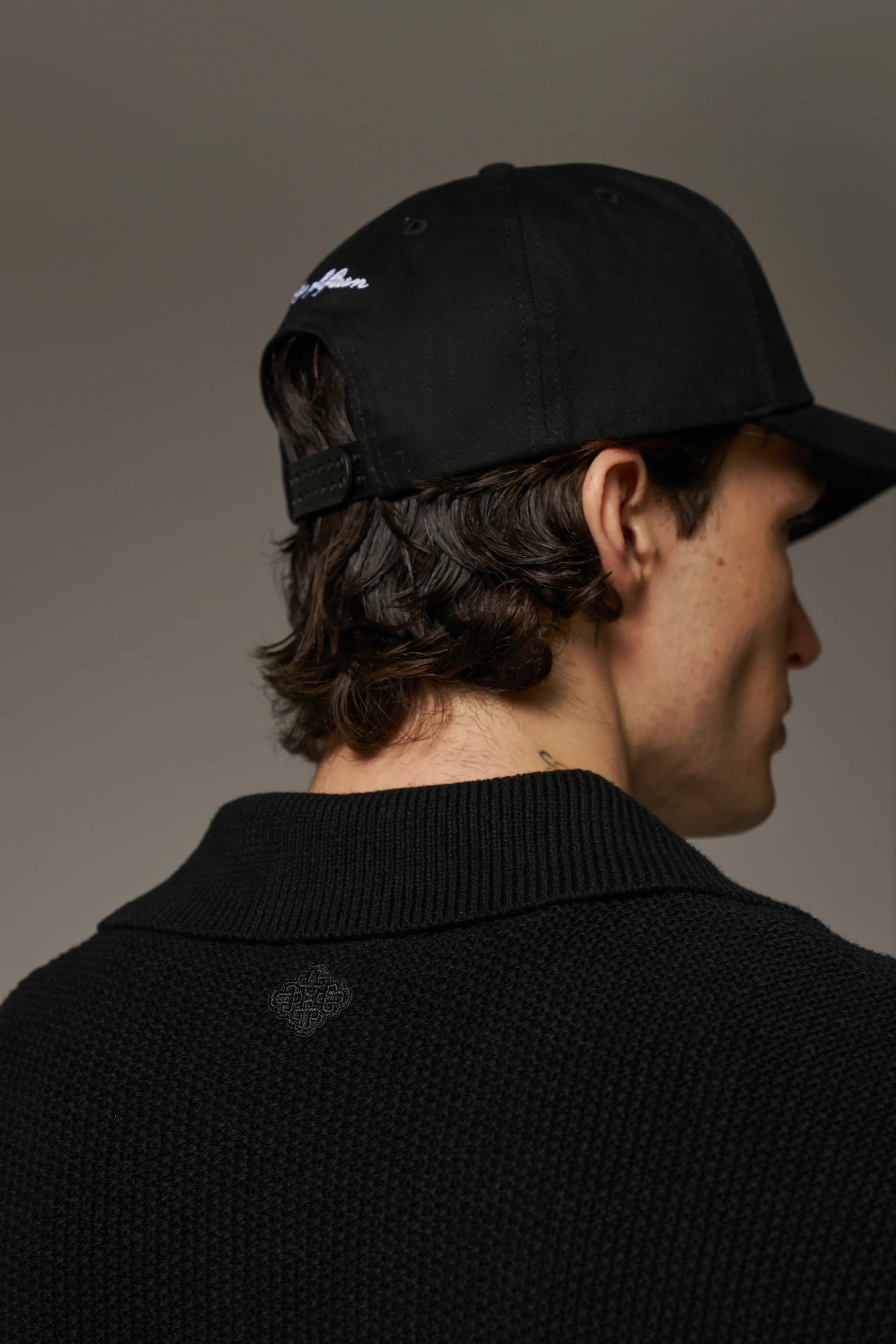 CROCHET KNITTED EMBLEM POCKET SHIRT - BLACK