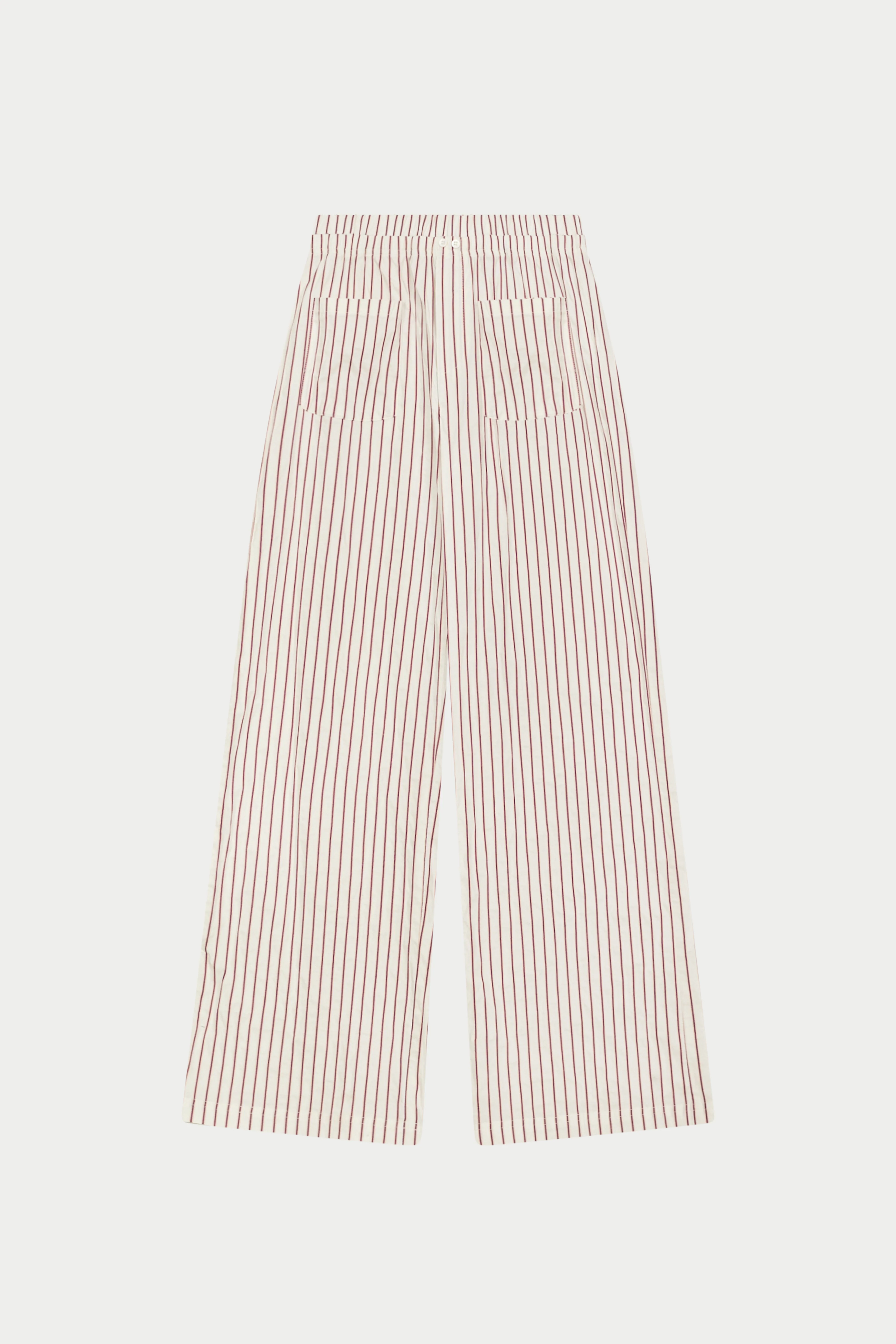 DOUBLE WAISTBAND STRIPE TROUSERS - BURGUNDY