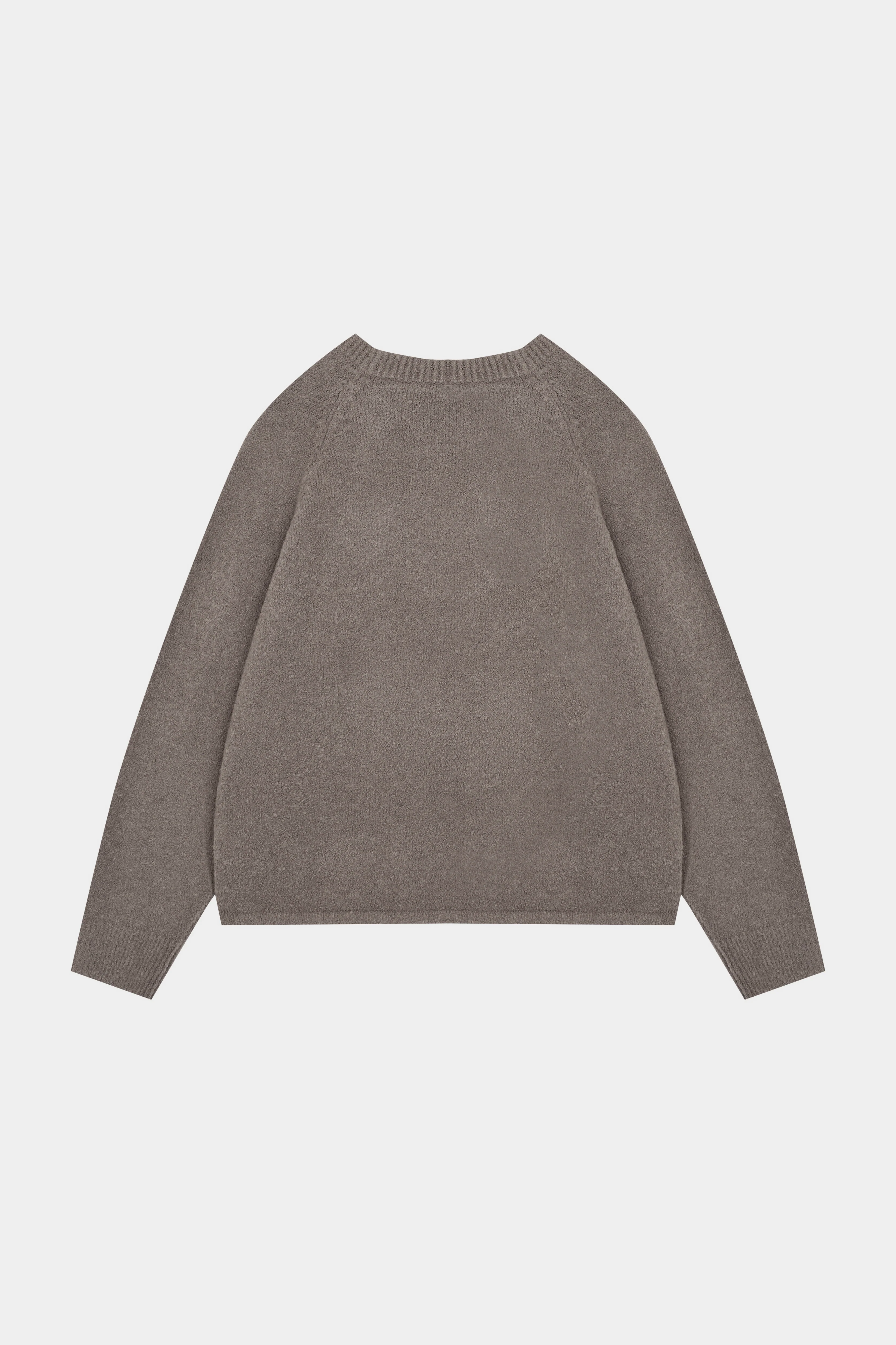 BOUCLE KNIT RAGLAN CREW - BROWN