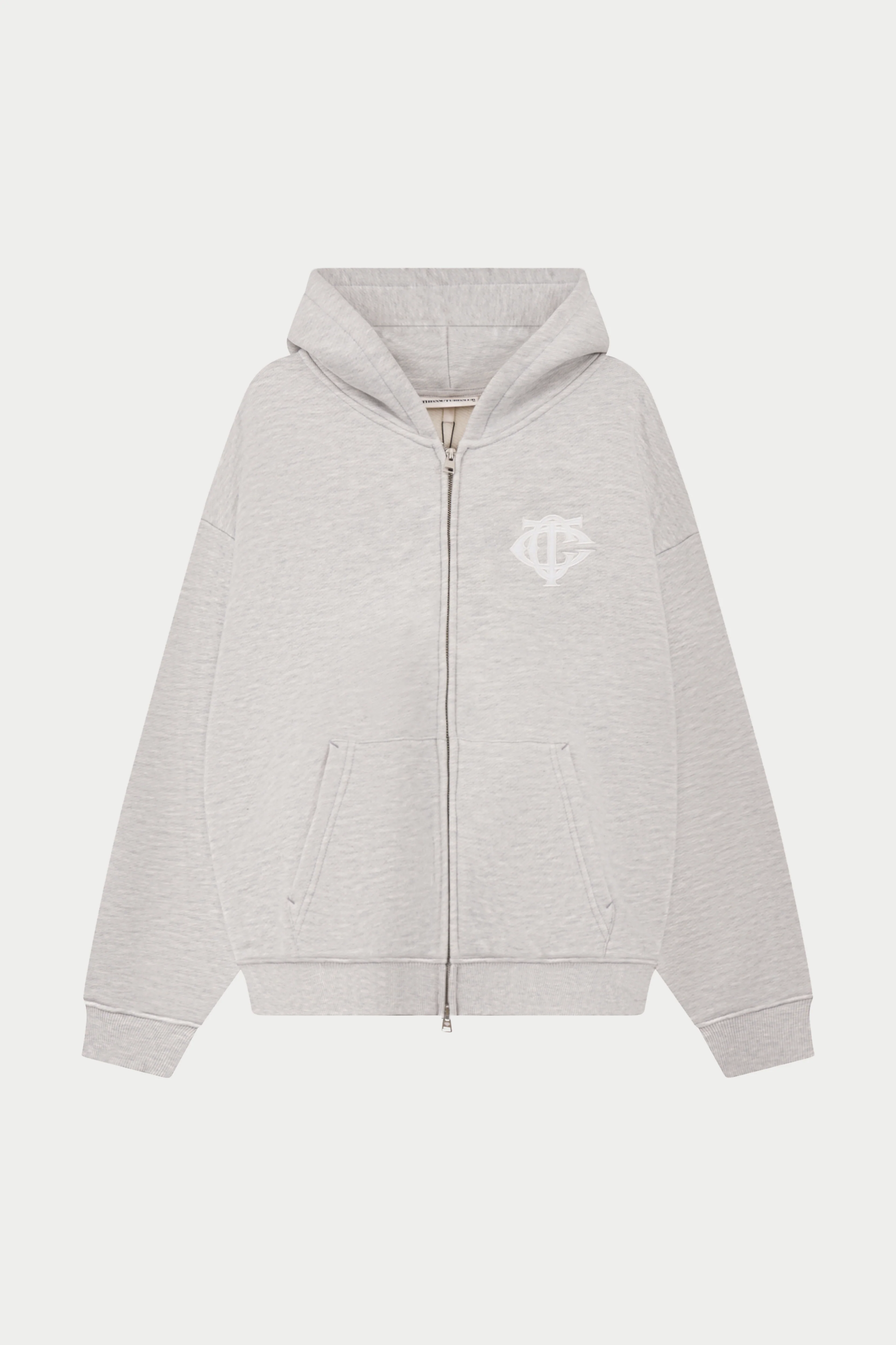HEAVYWEIGHT MONOGRAM EMBLEM ZIP THROUGH - GREY MARL