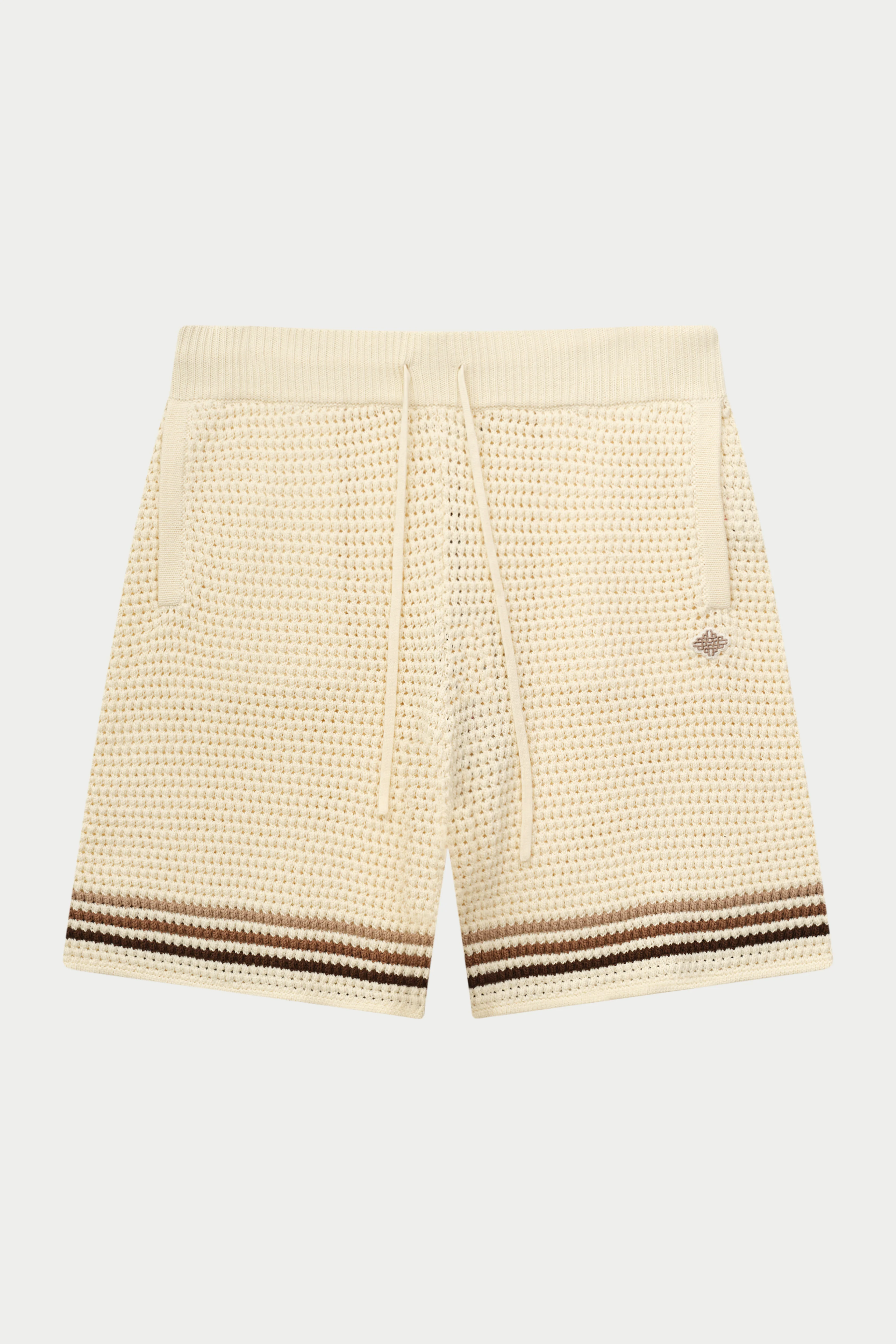 STRIPE CROCHET KNIT SHORTS - OFF WHITE