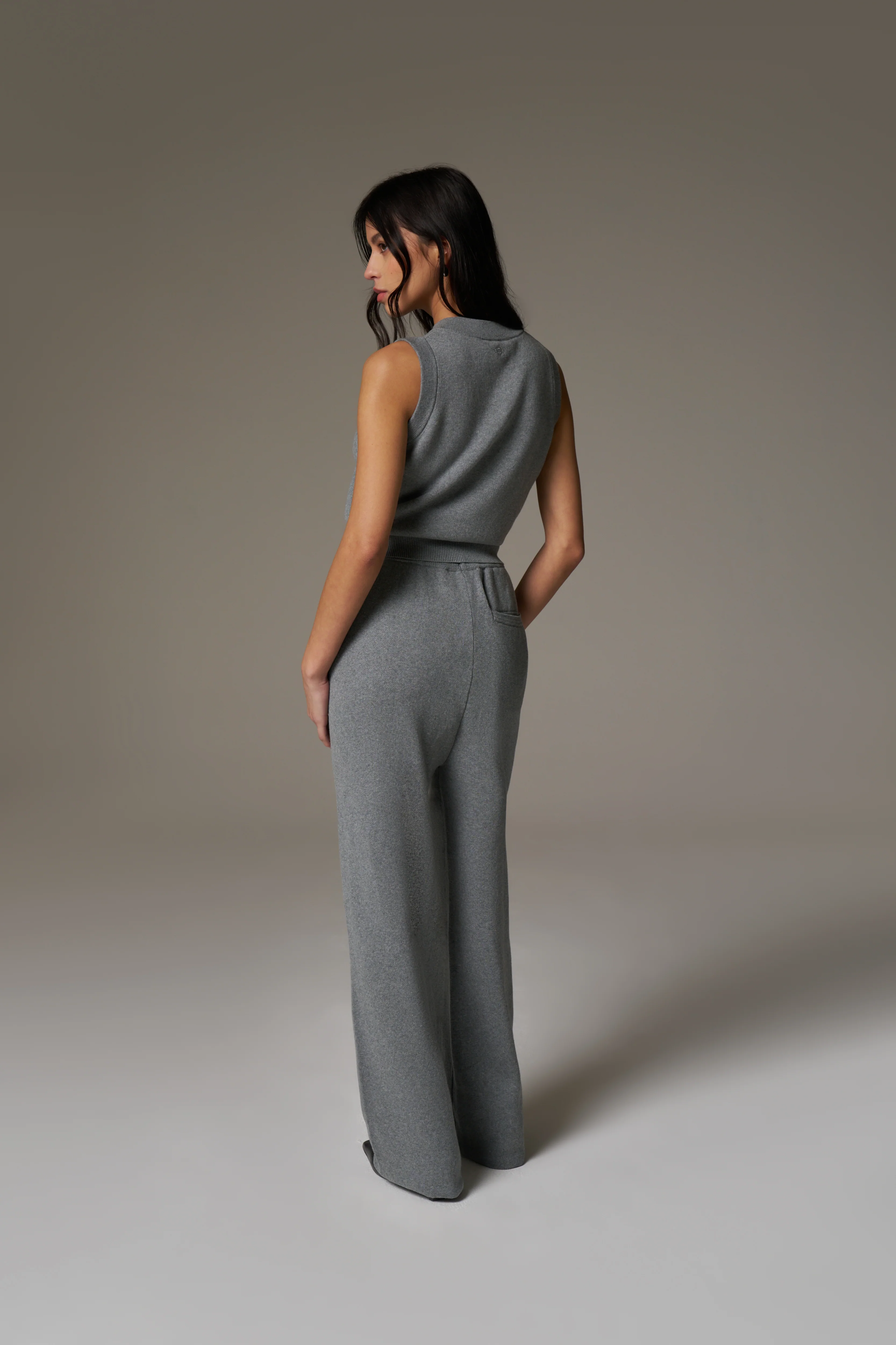 KNITTED RELAXED JOGGERS - GREY MARL