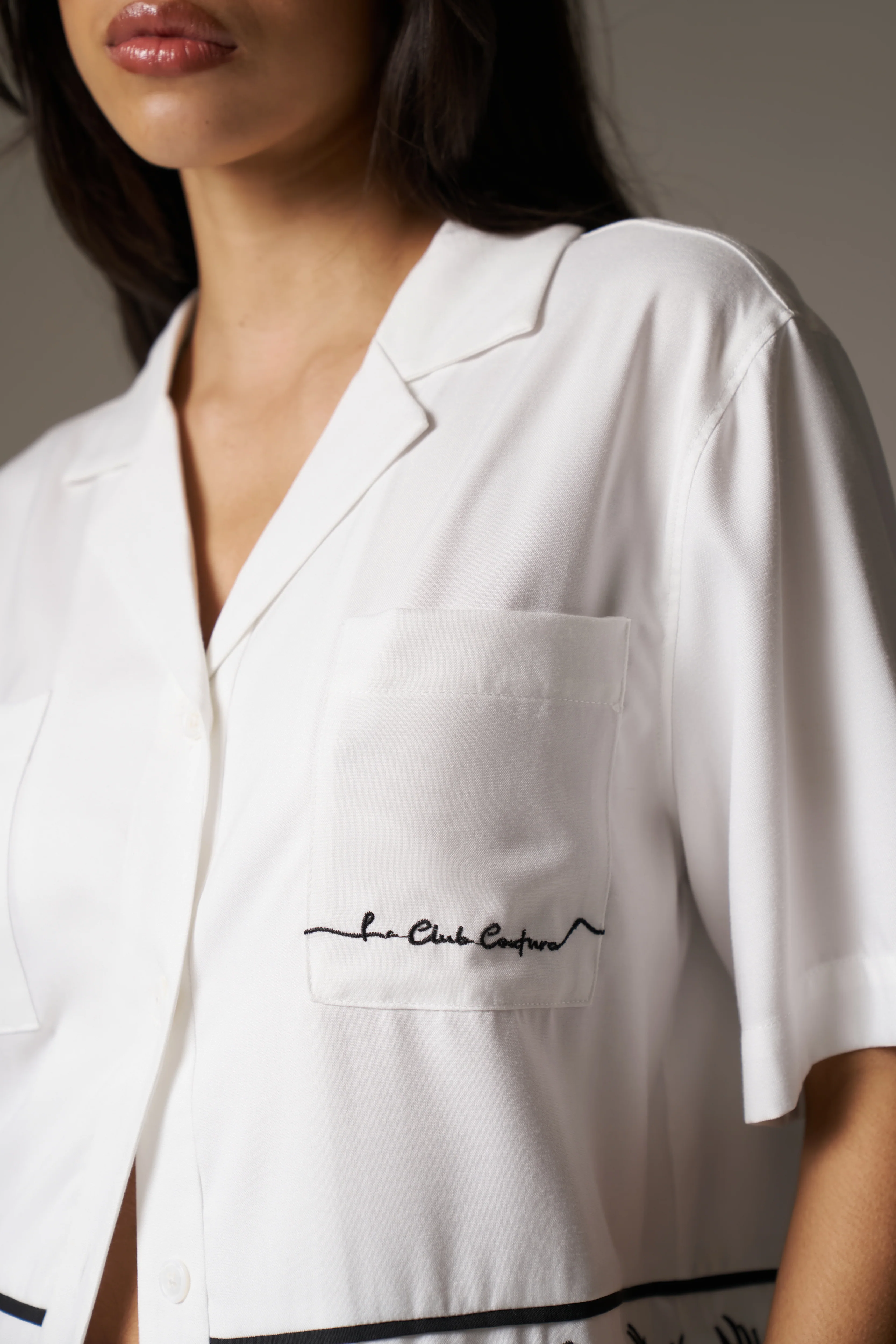 PALM EMBROIDERY SHIRT - WHITE