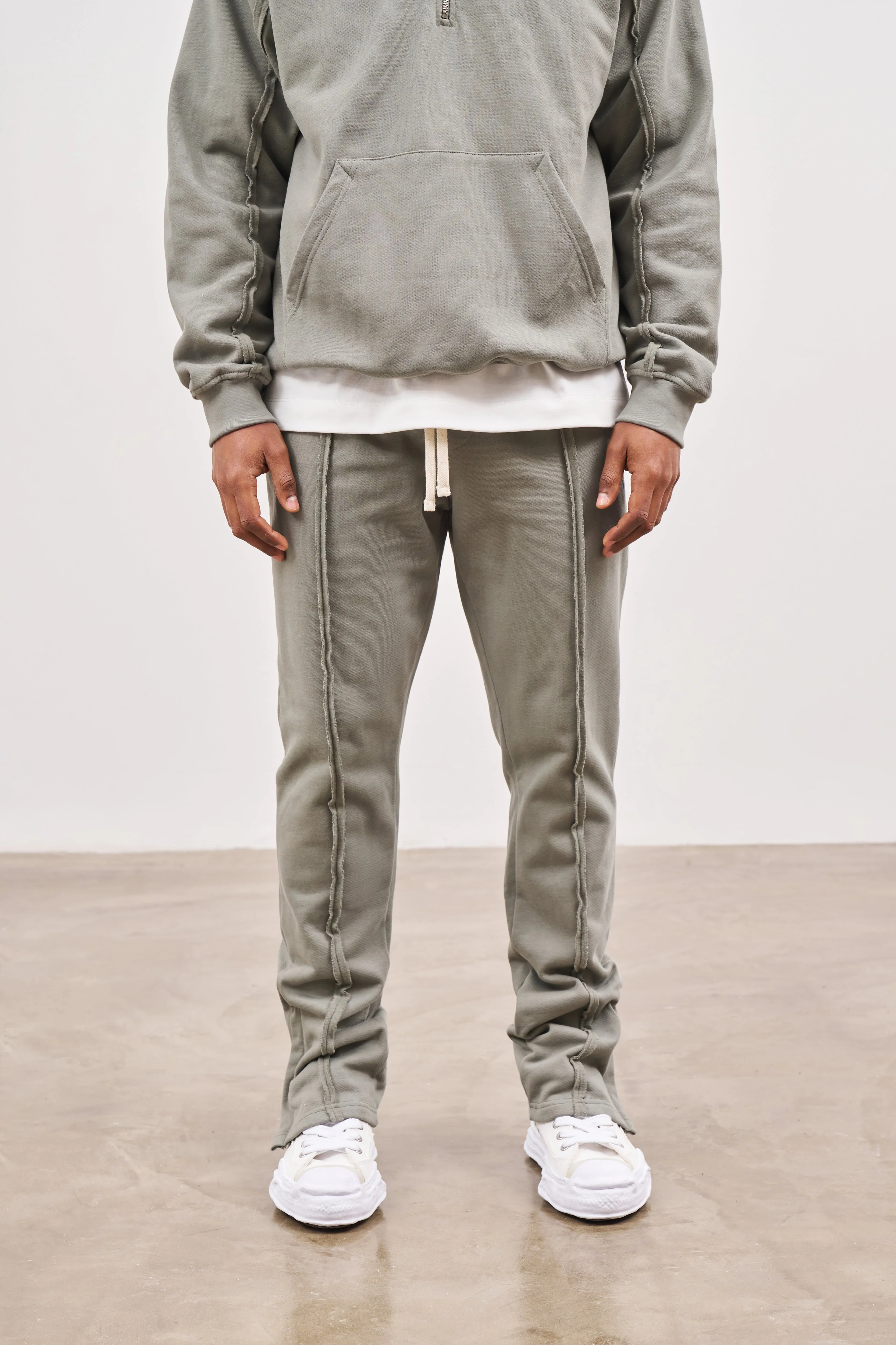 RAW SEAM STRAIGHT LEG JOGGERS - DARK SAGE