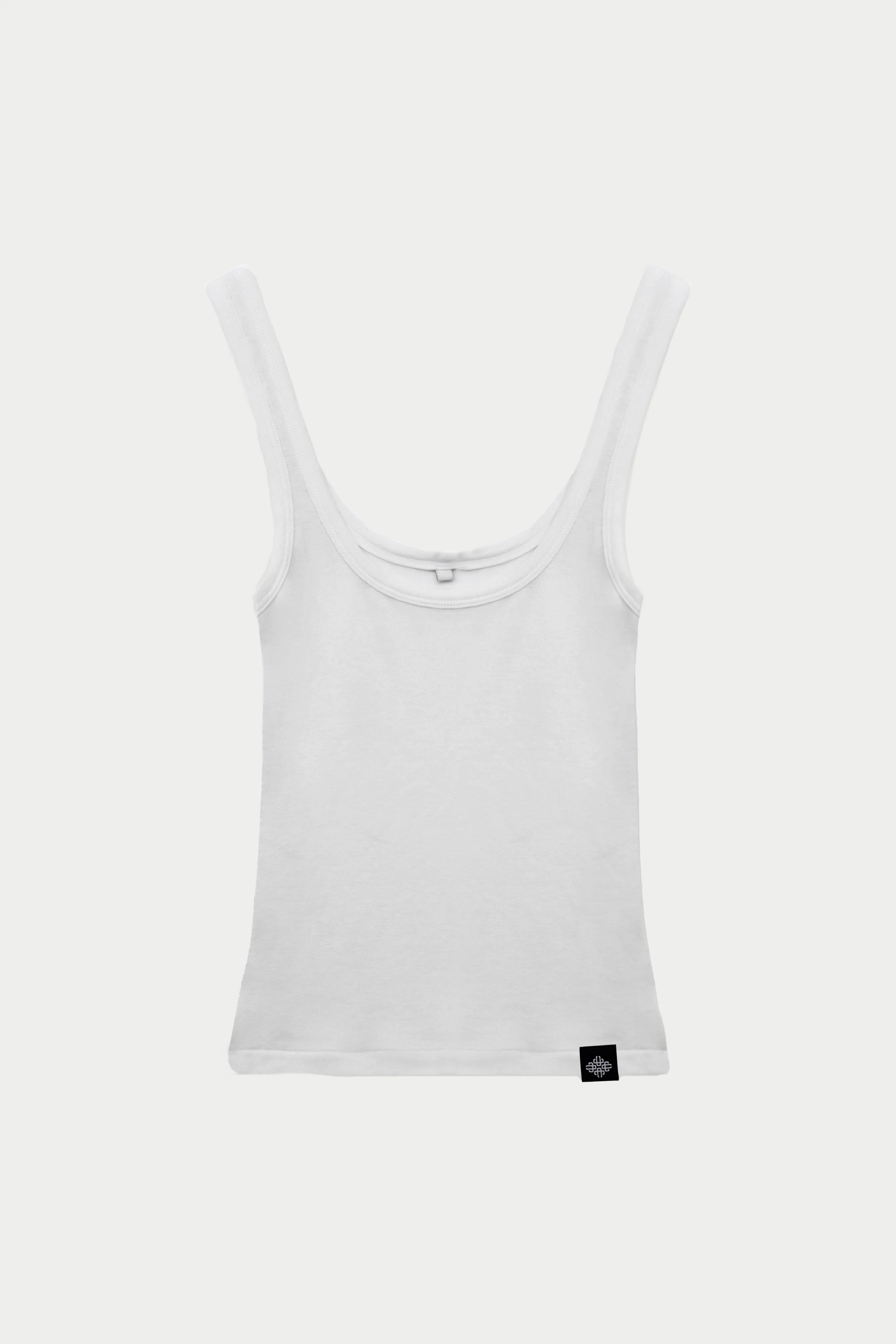 SLUB EMBLEM LABEL VEST TOP - WHITE