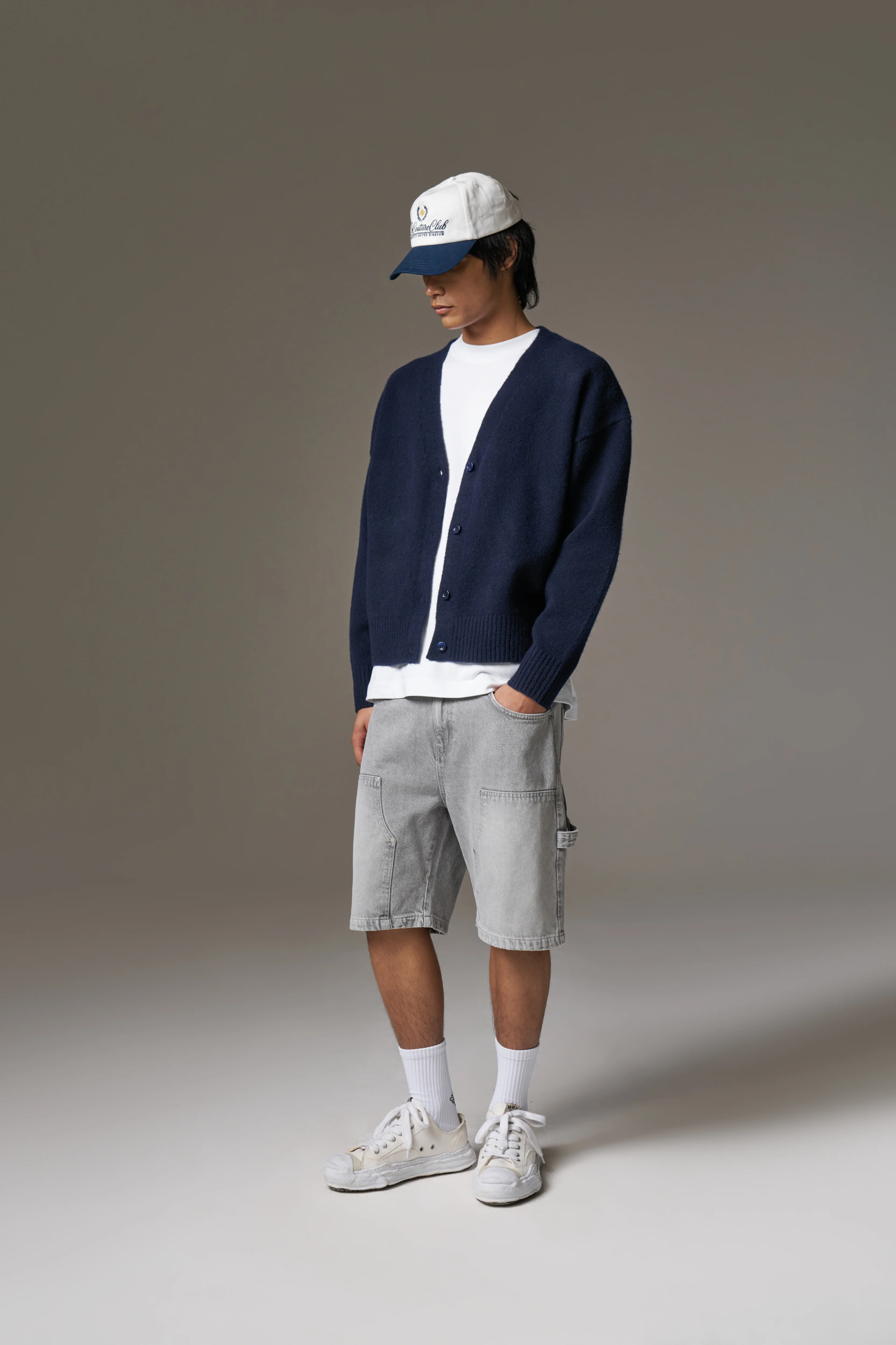 DENIM CARPENTER SHORTS - GREY WASH