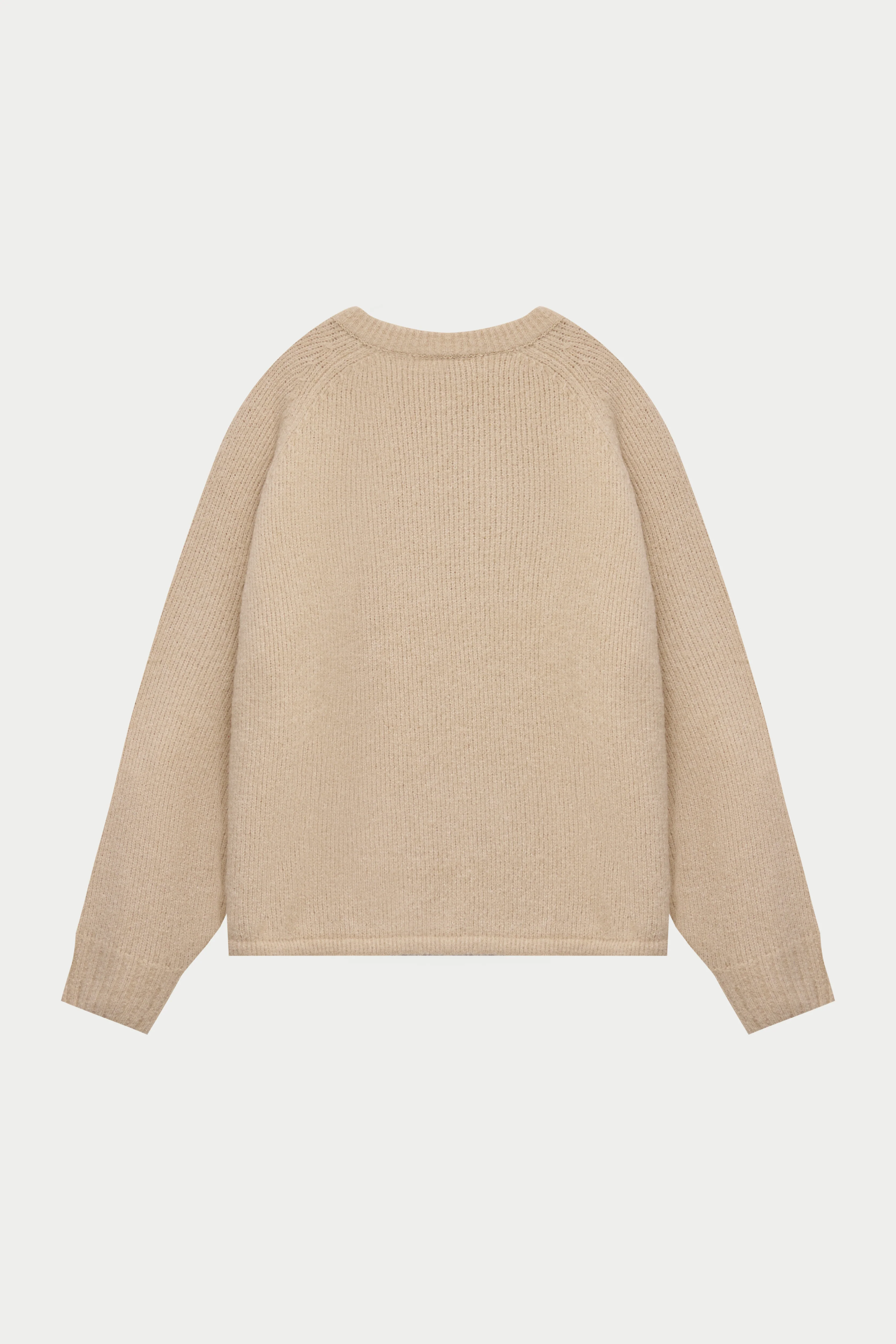 BOUCLE KNIT RAGLAN CREW - STONE