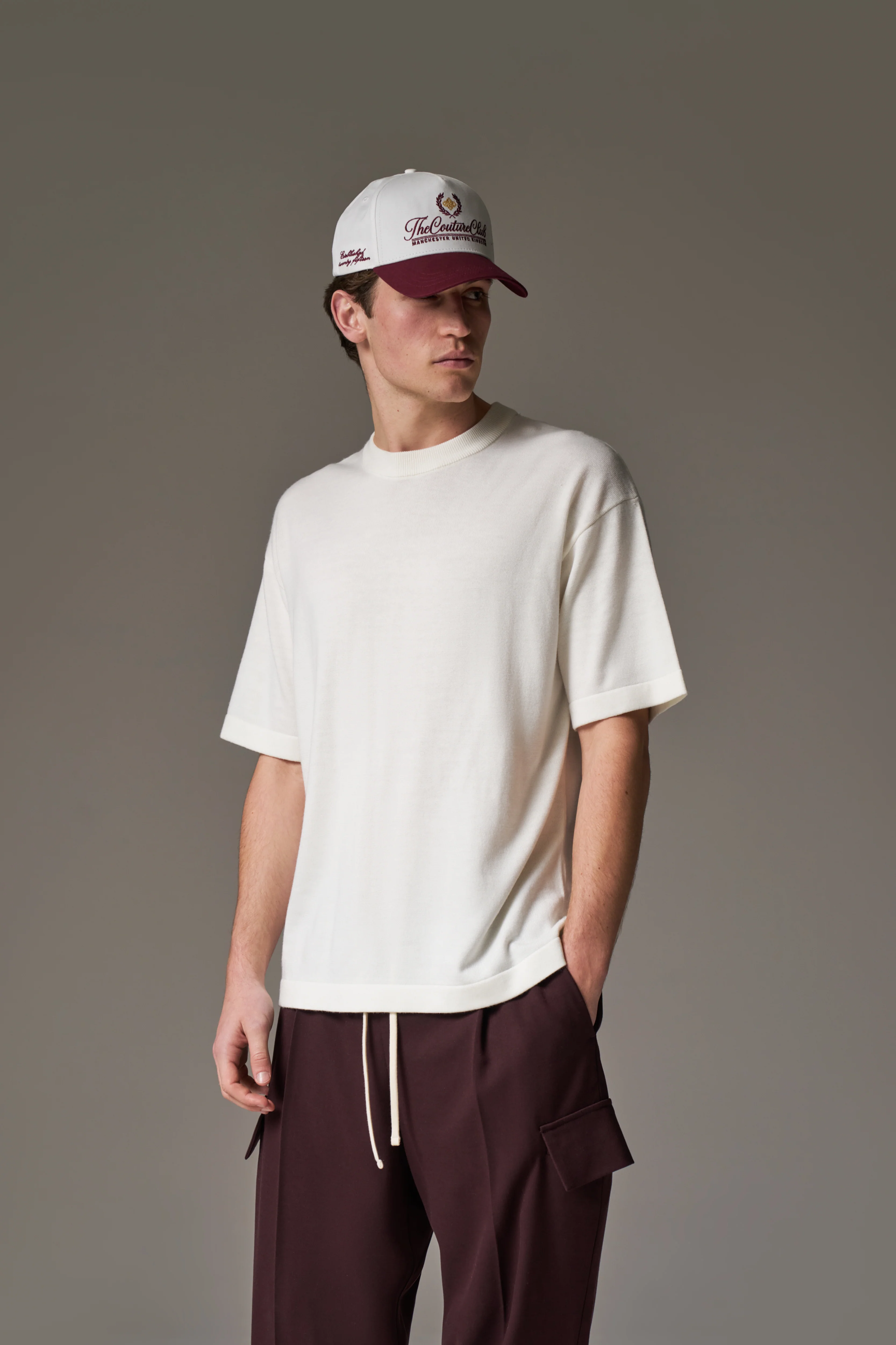 FINE GAUGE KNIT T-SHIRT - OFF WHITE