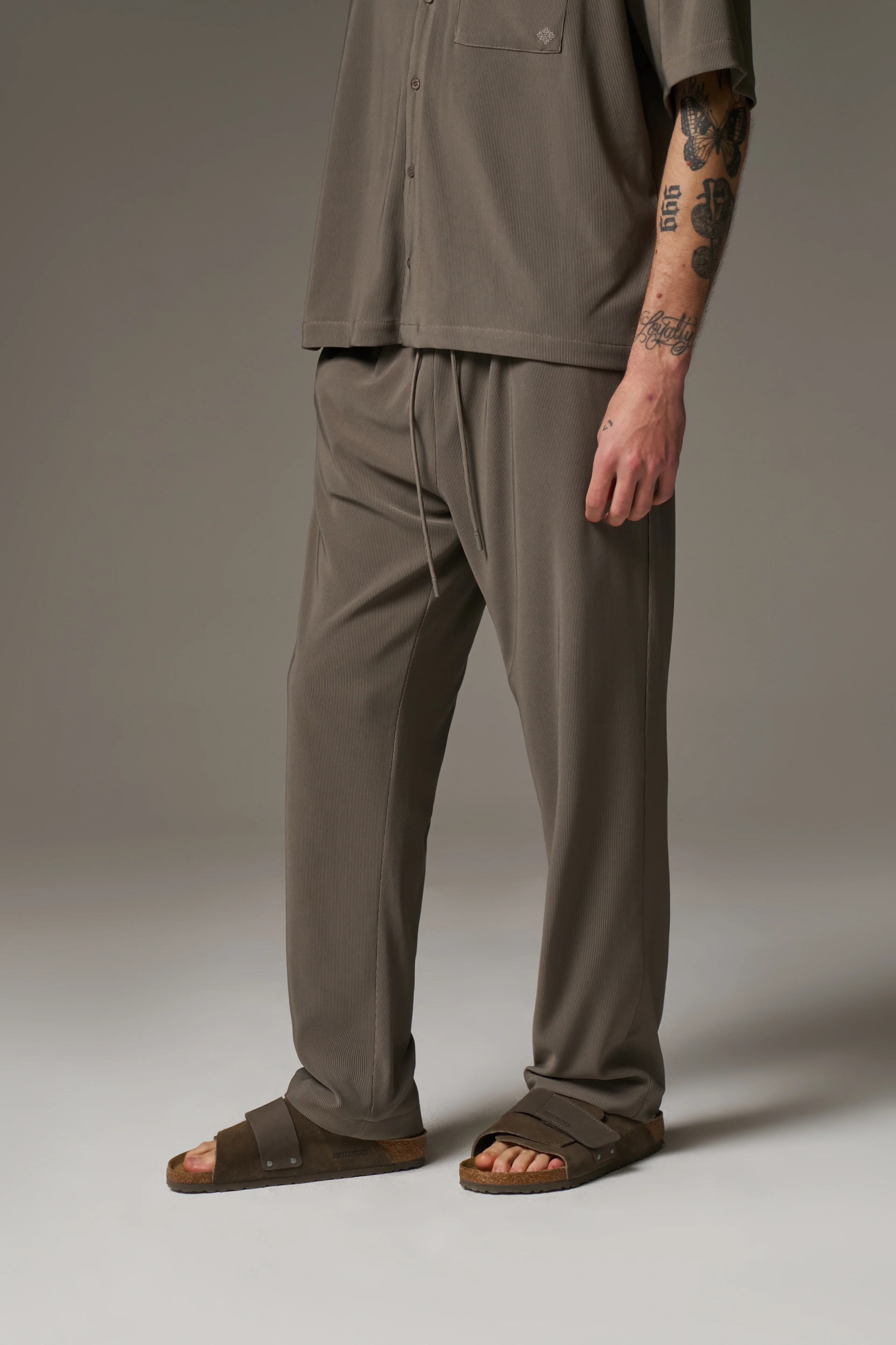 RIBBED TROUSERS - MINK