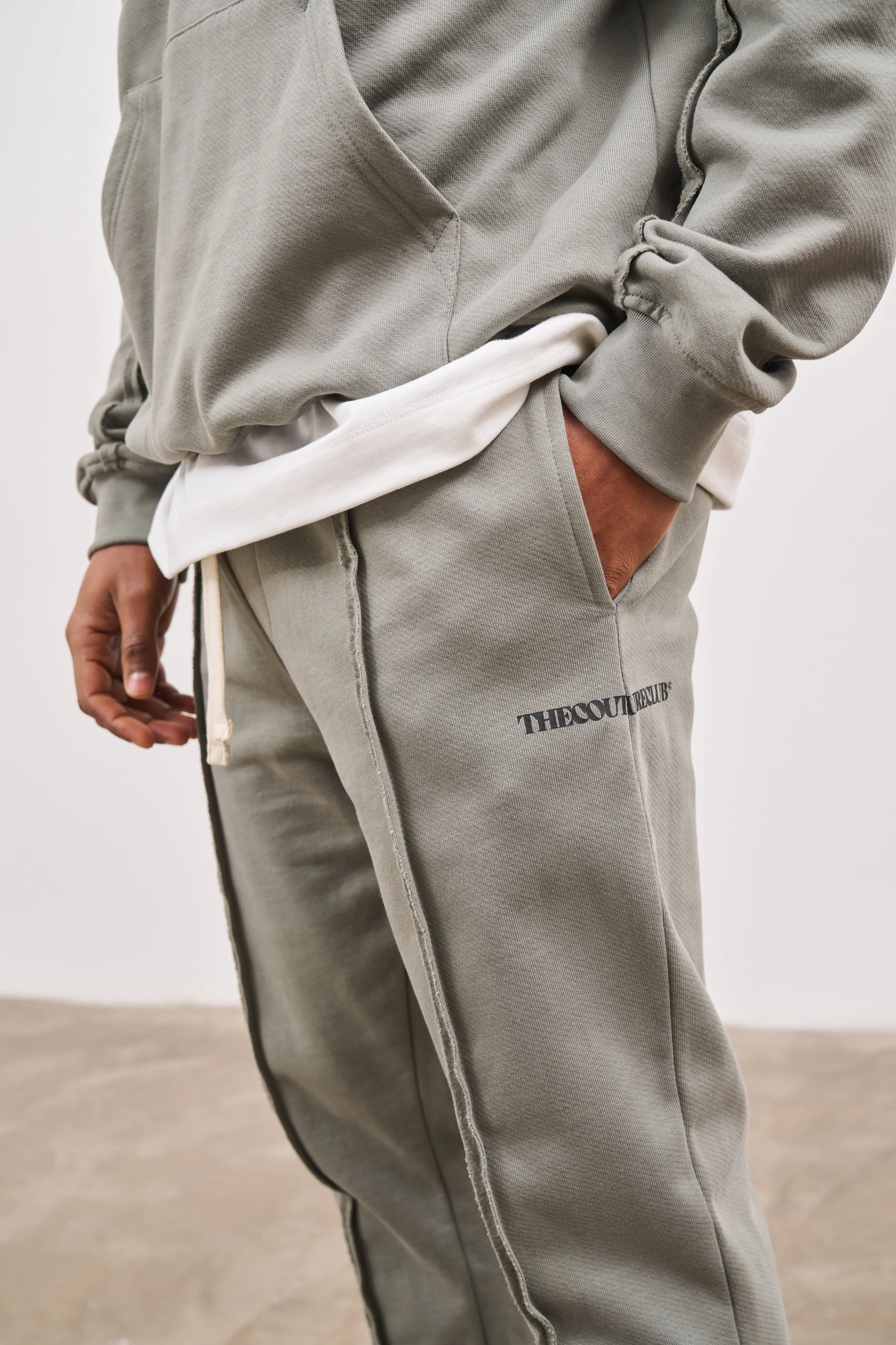 RAW SEAM STRAIGHT LEG JOGGERS - DARK SAGE