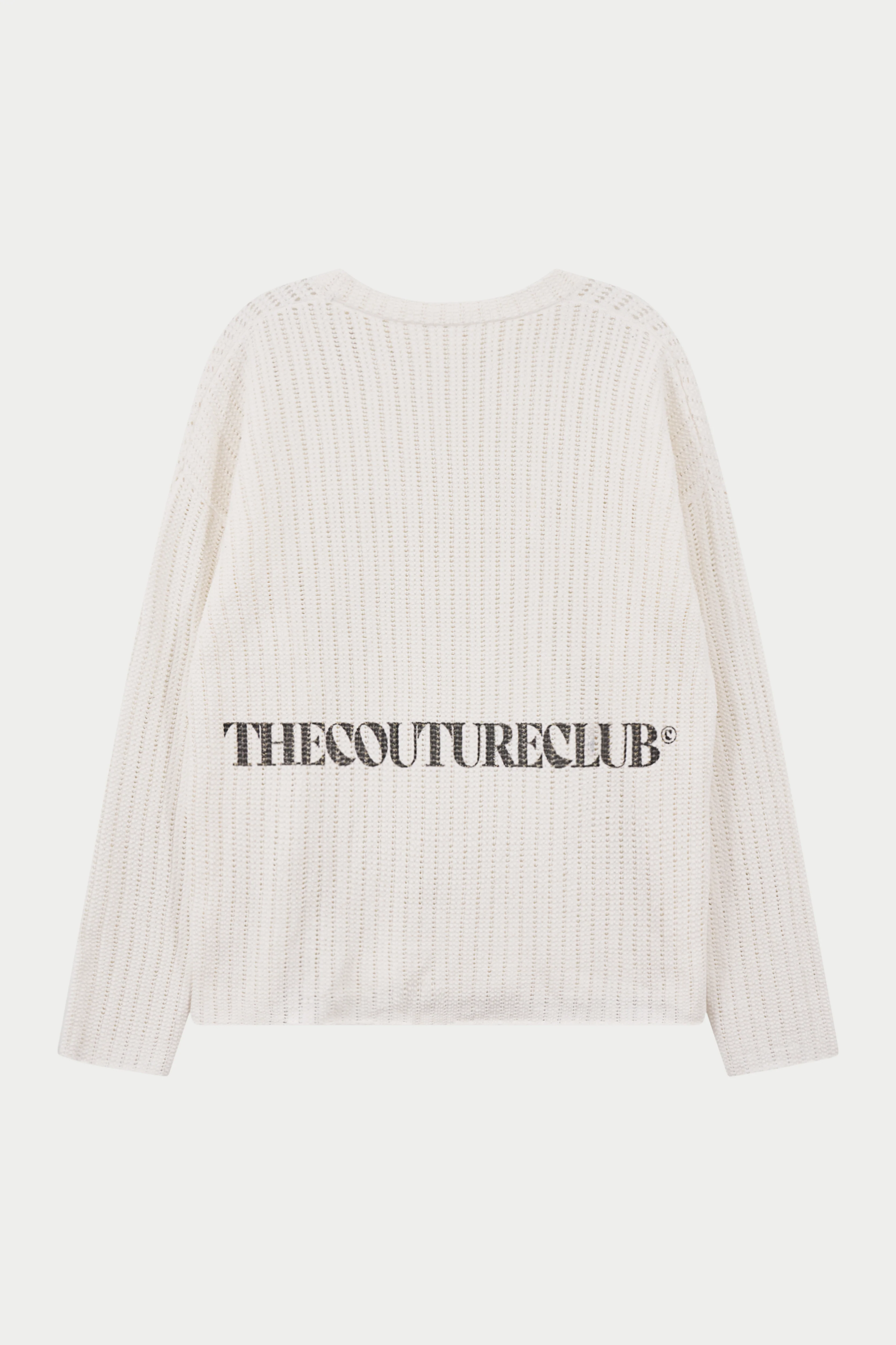 COPYRIGHT CROCHET LONG SLEEVE T-SHIRT - WHITE