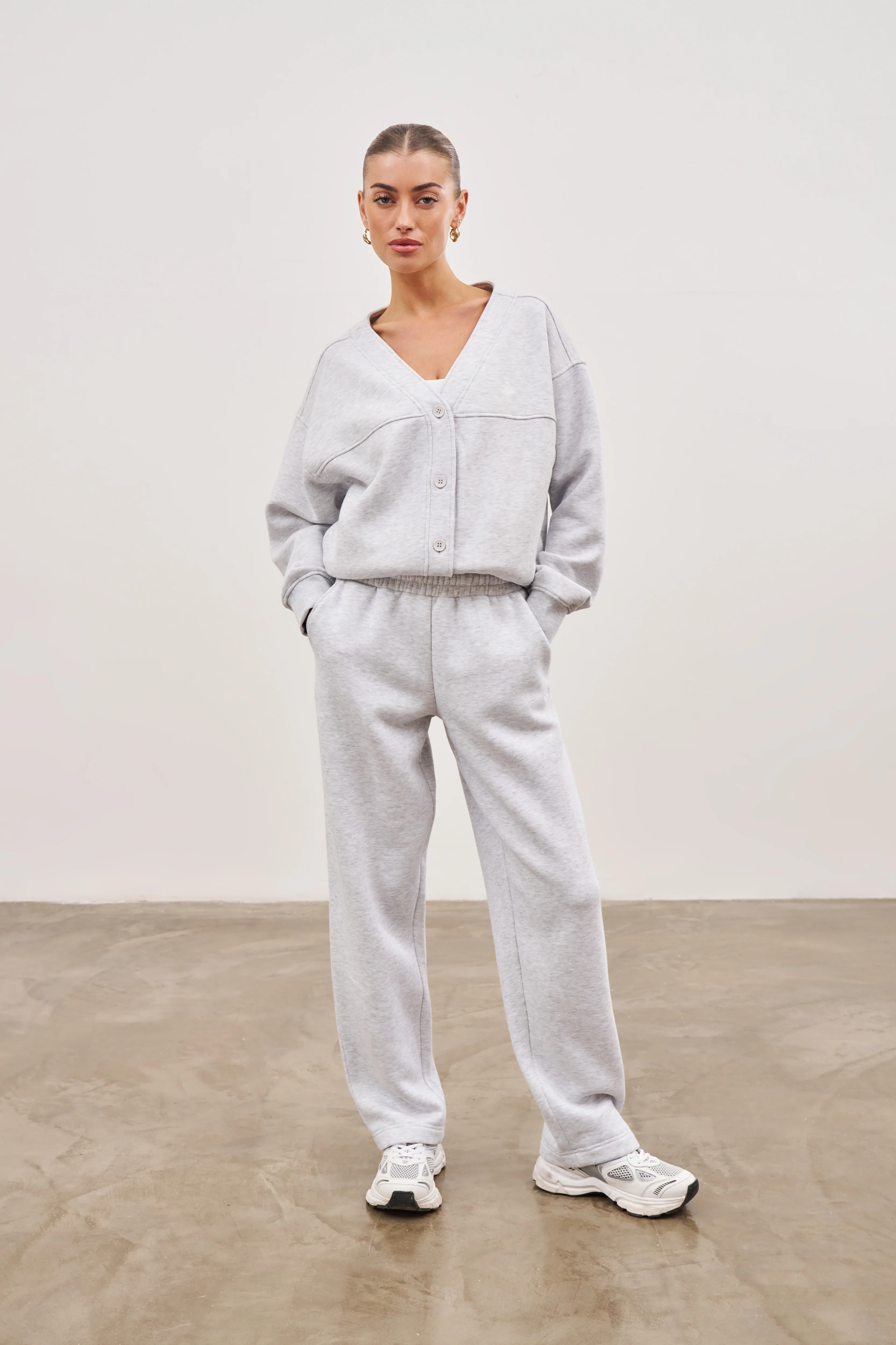 RELAXED TAPERED LEG JOGGERS - GREY MARL