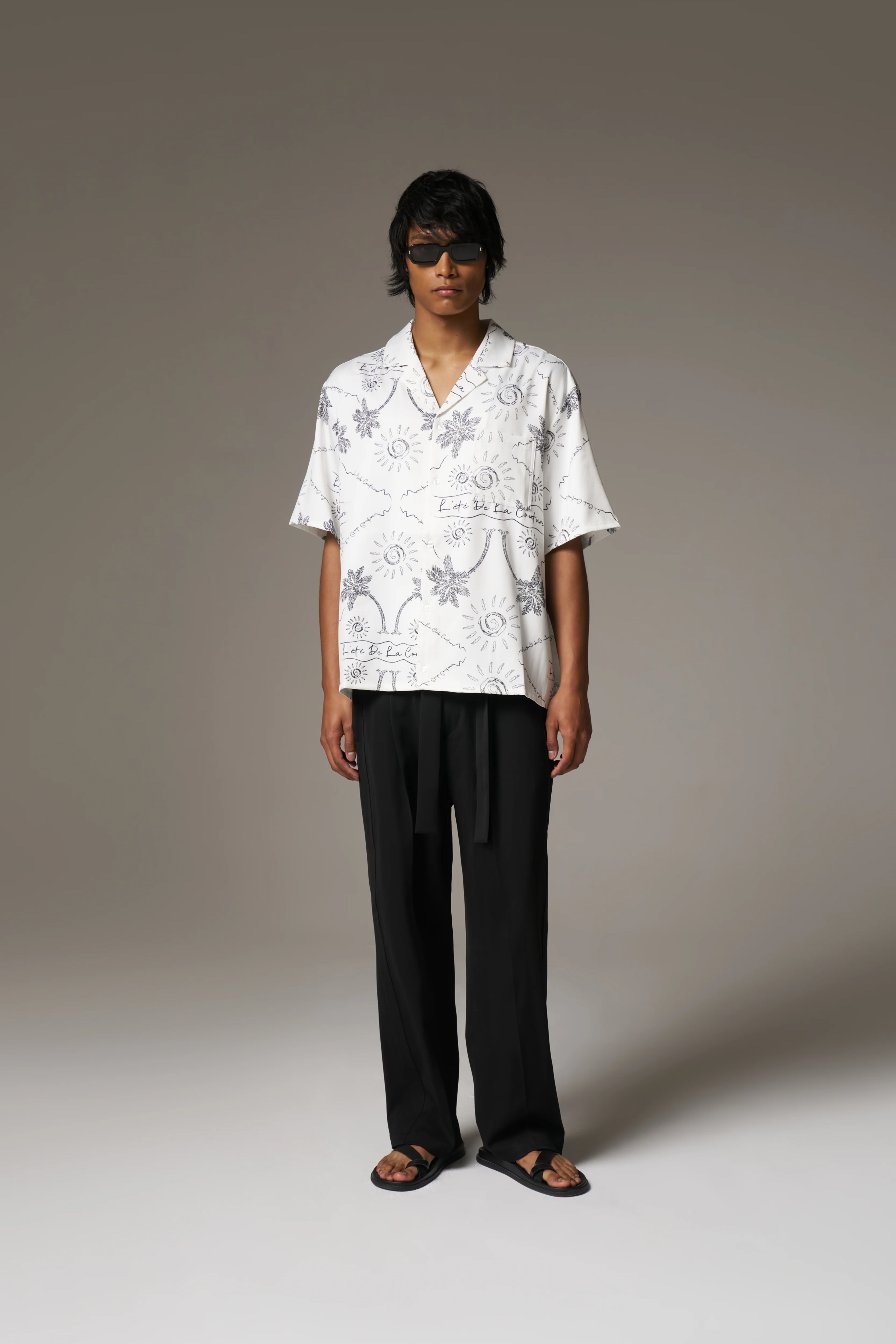 PALM PRINT SHIRT - WHITE