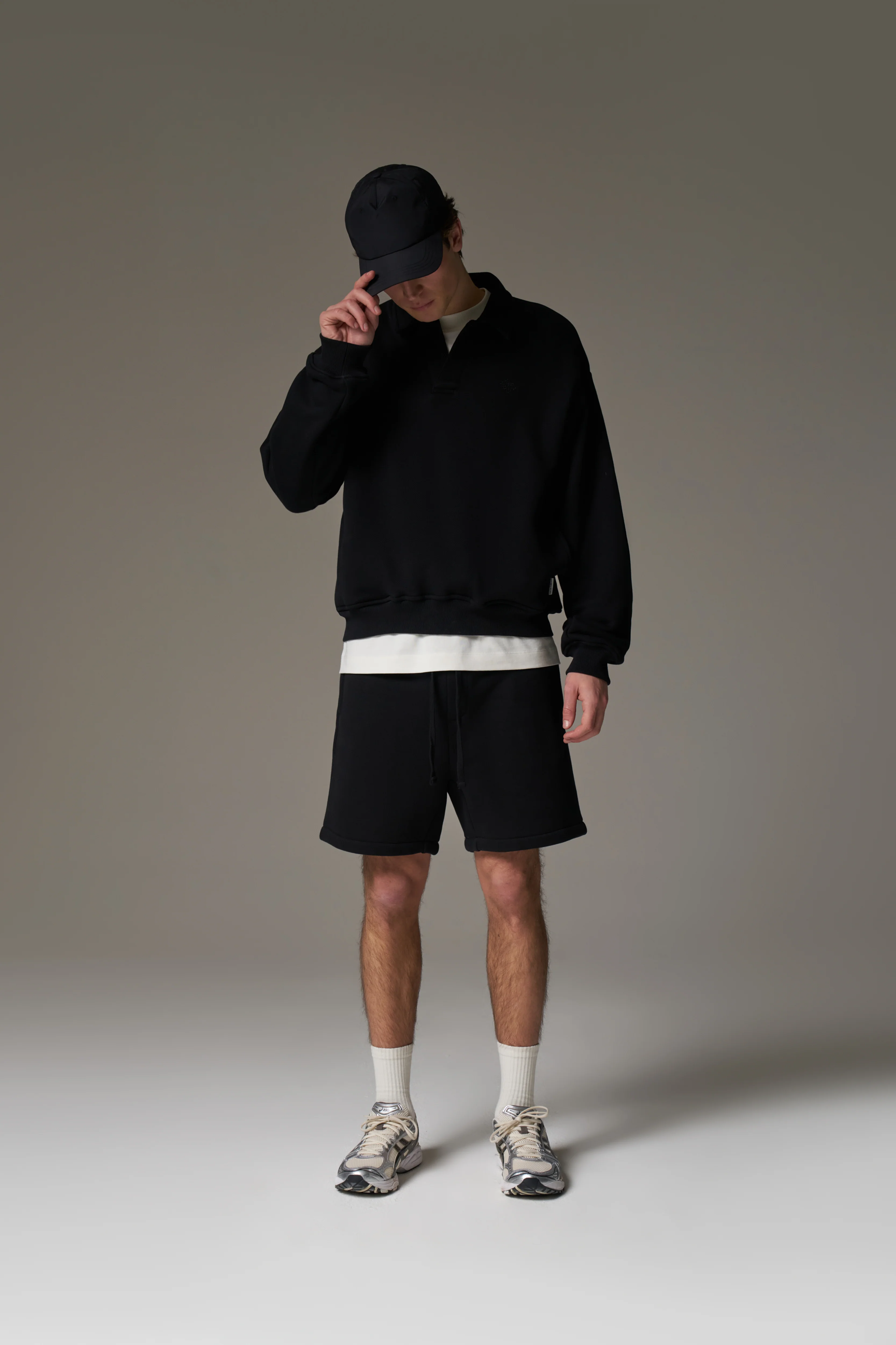 LAUNDERED CLASSICS POLO SWEATSHIRT - WASHED BLACK