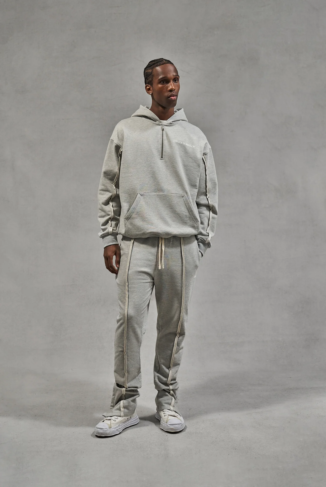 RAW SEAM STRAIGHT LEG JOGGERS - GREY MARL