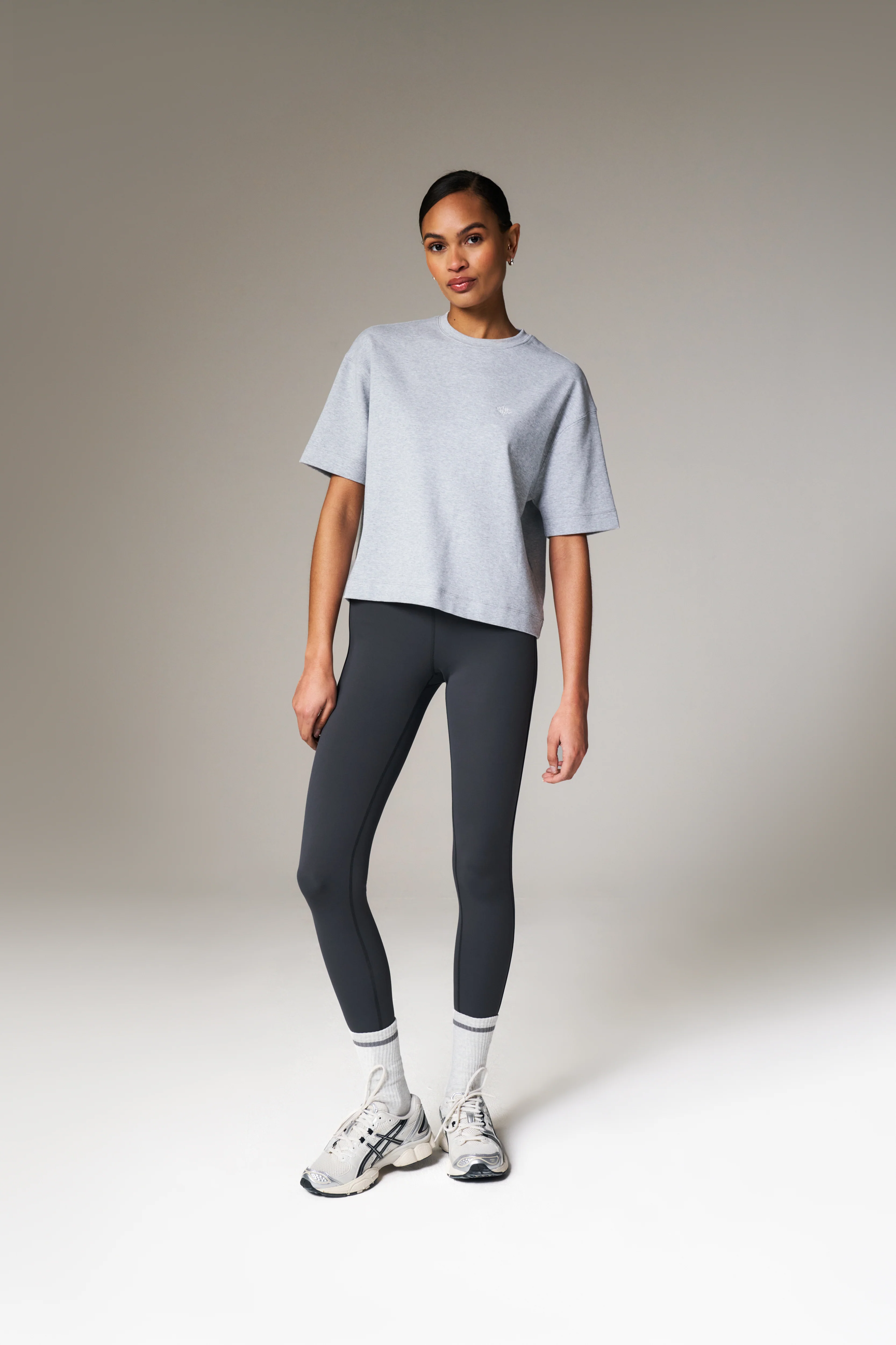 EMBLEM REGULAR FIT T-SHIRT - GREY MARL