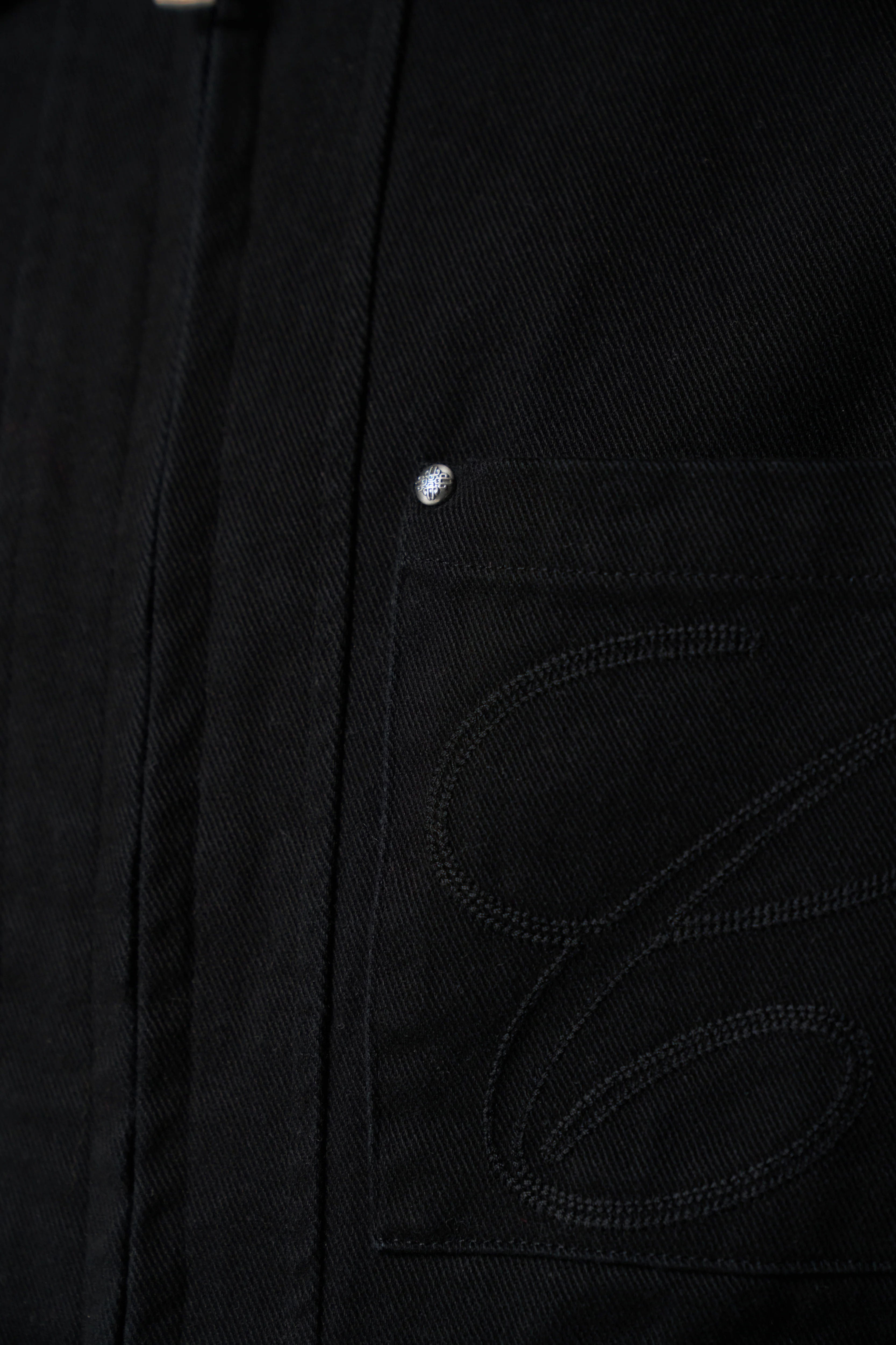 TWILL CONTRAST COLLAR JACKET - WASHED BLACK