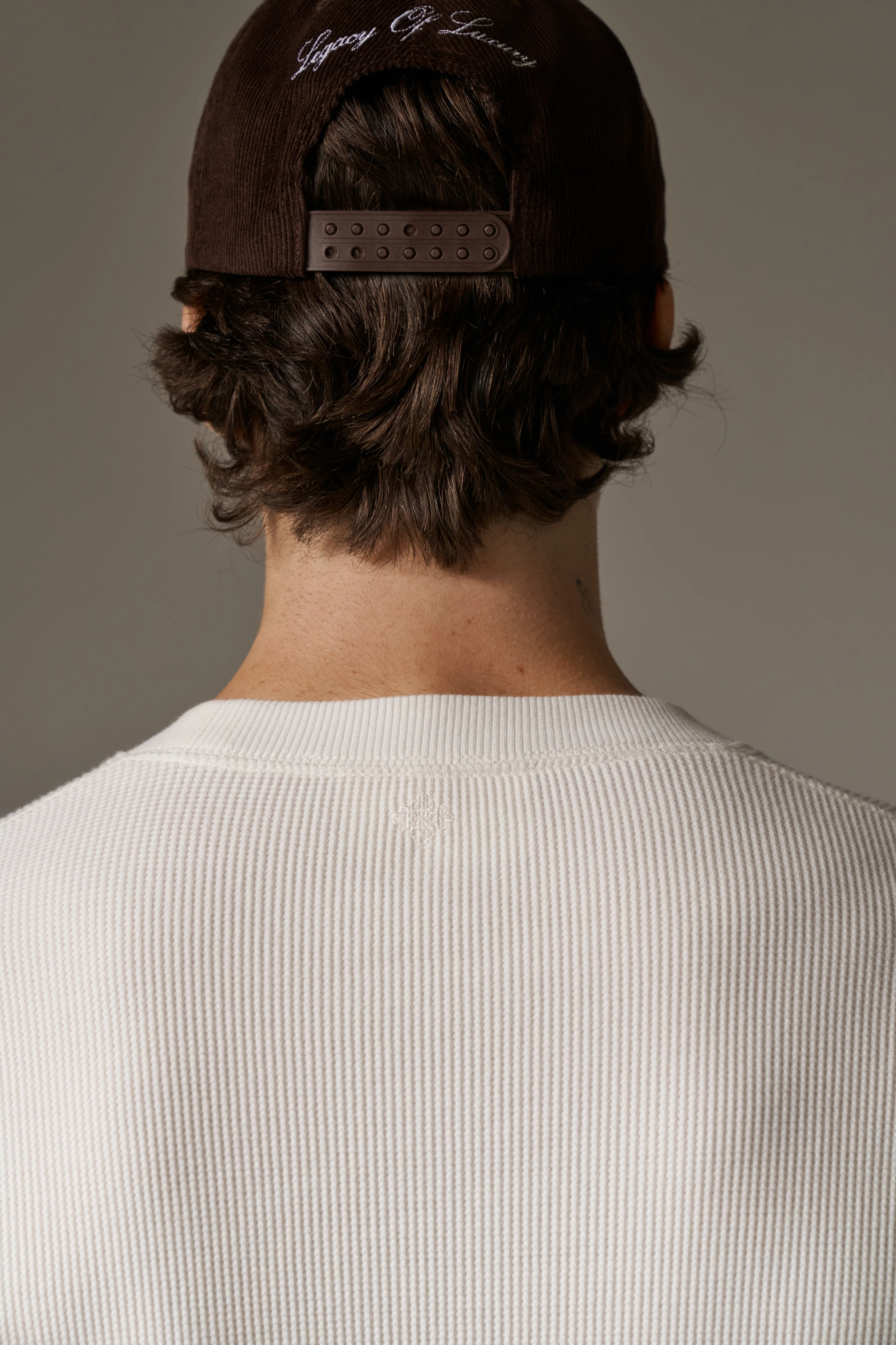 WAFFLE LONG SLEEVE T-SHIRT - OFF WHITE