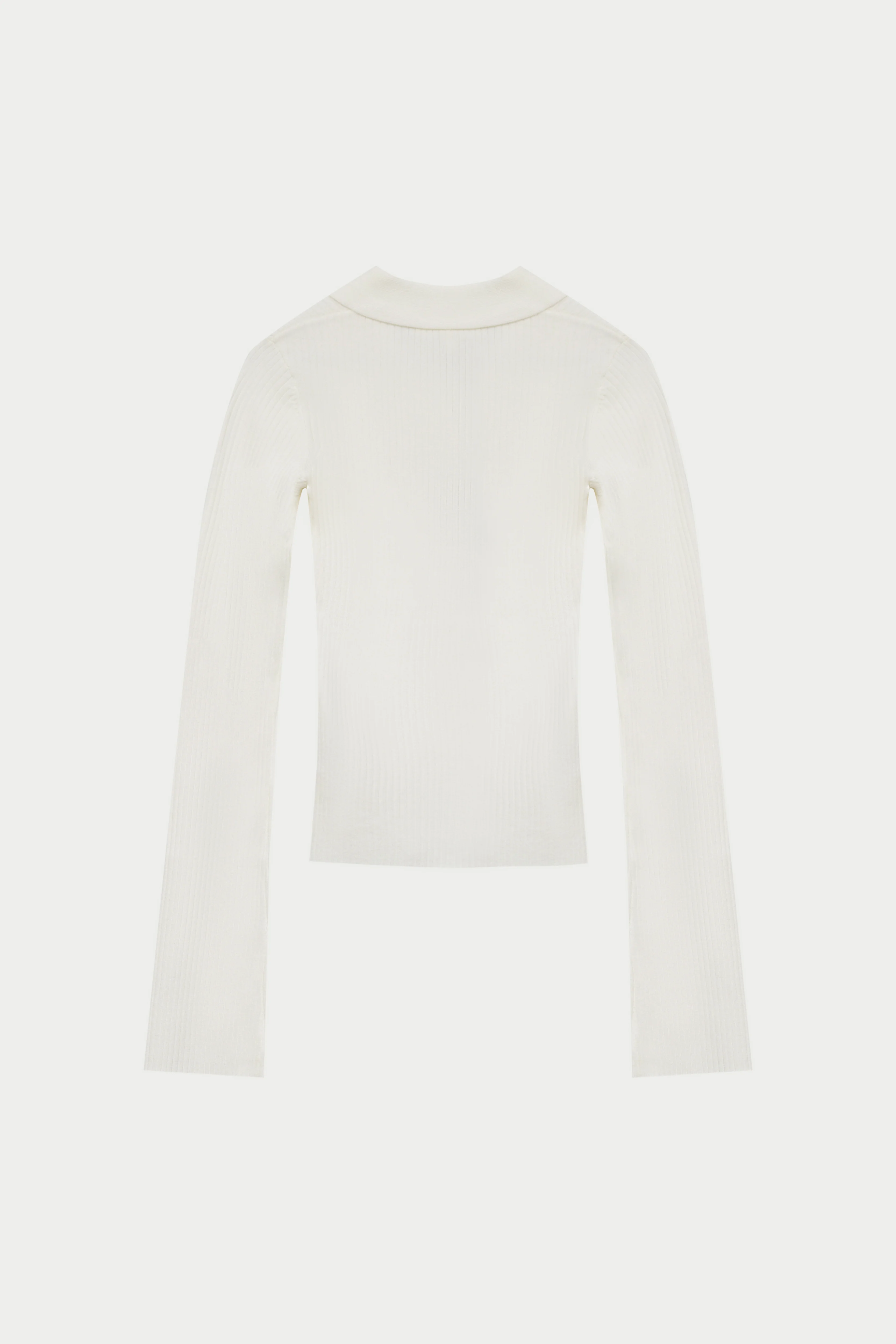 KNITTED RIBBED BUTTON THROUGH TOP - OFF WHITE