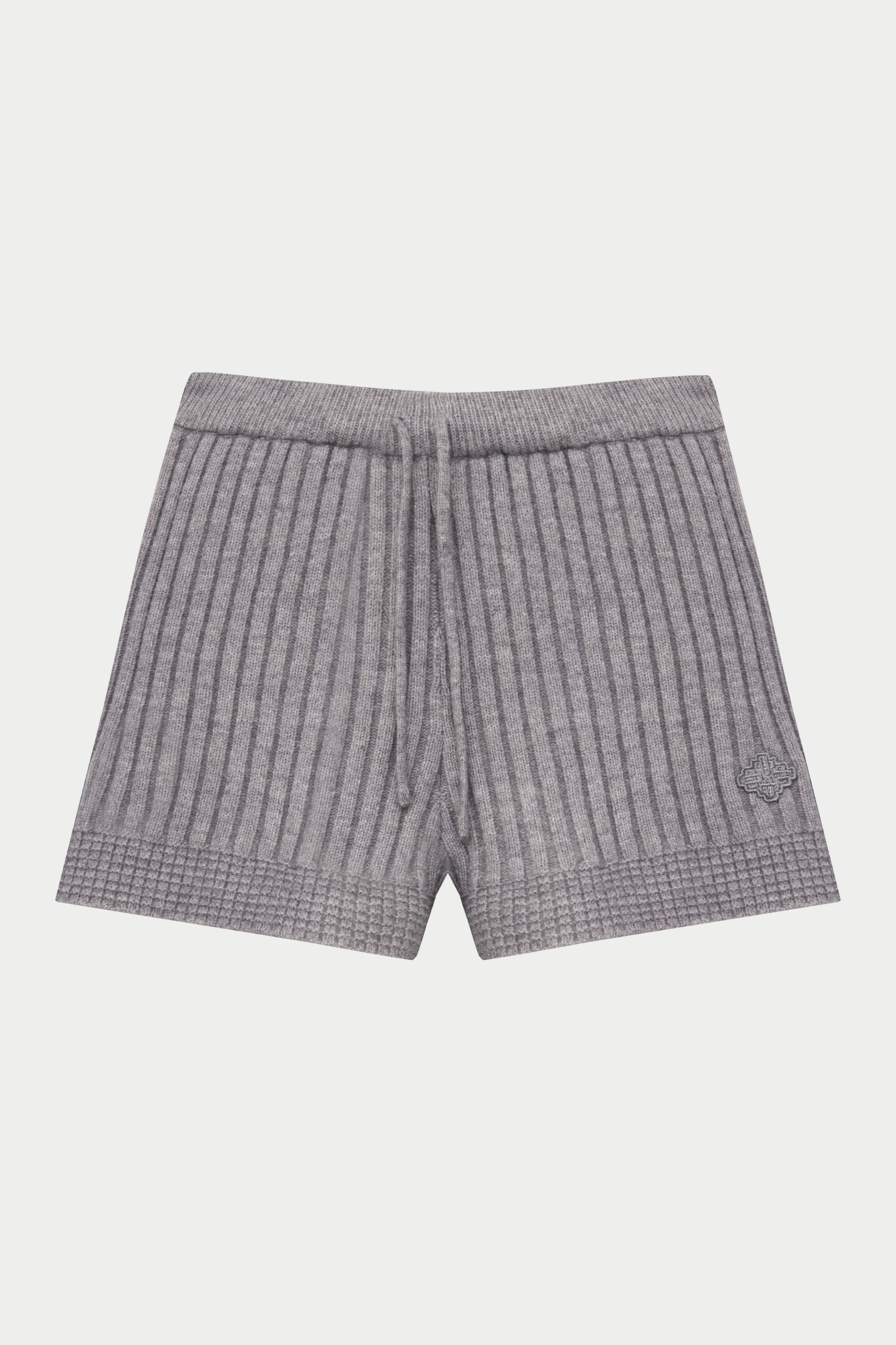 CONTRAST KNIT MINI SHORTS - GREY MARL