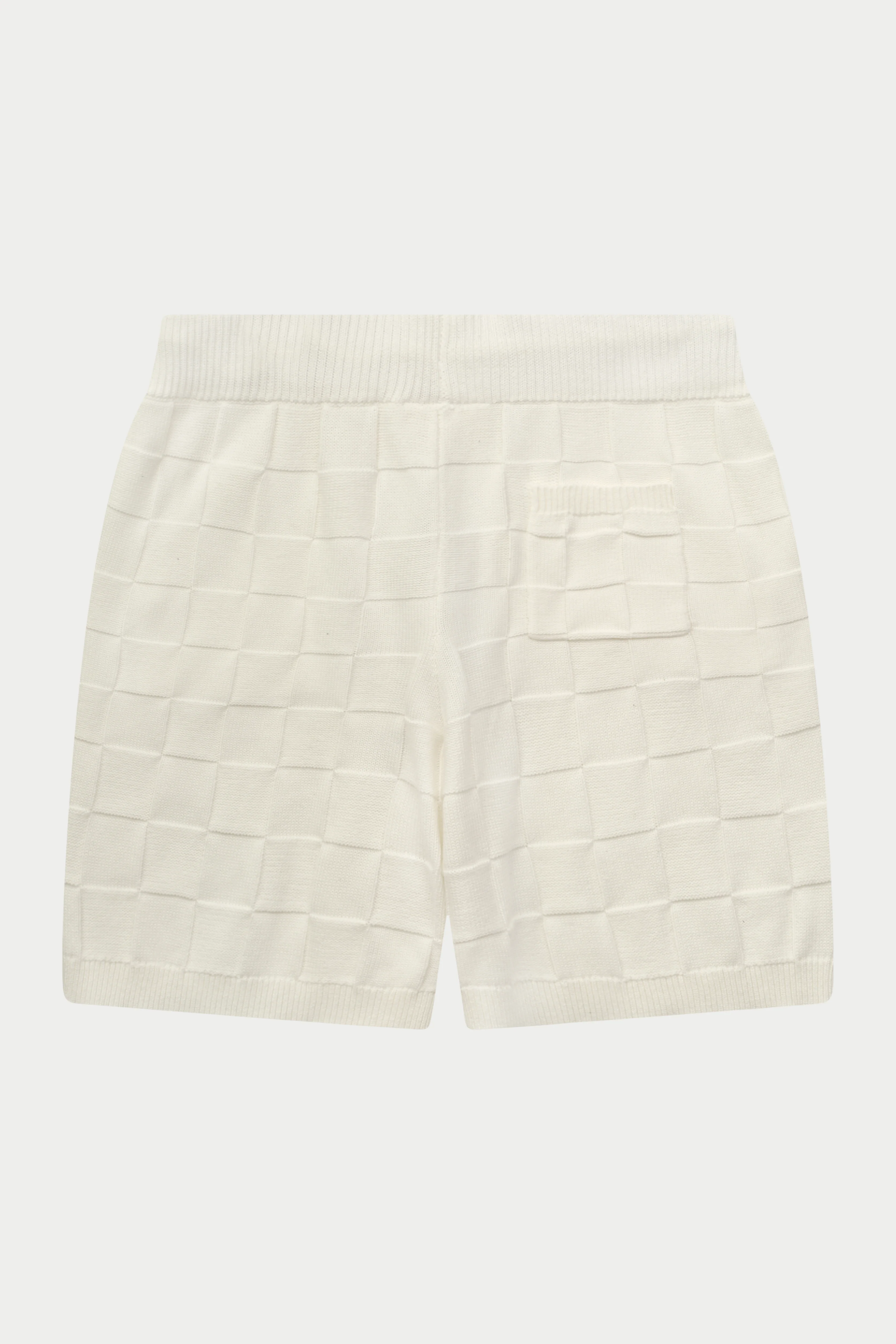 CHECKERBOARD KNITTED SHORT - OFF WHITE