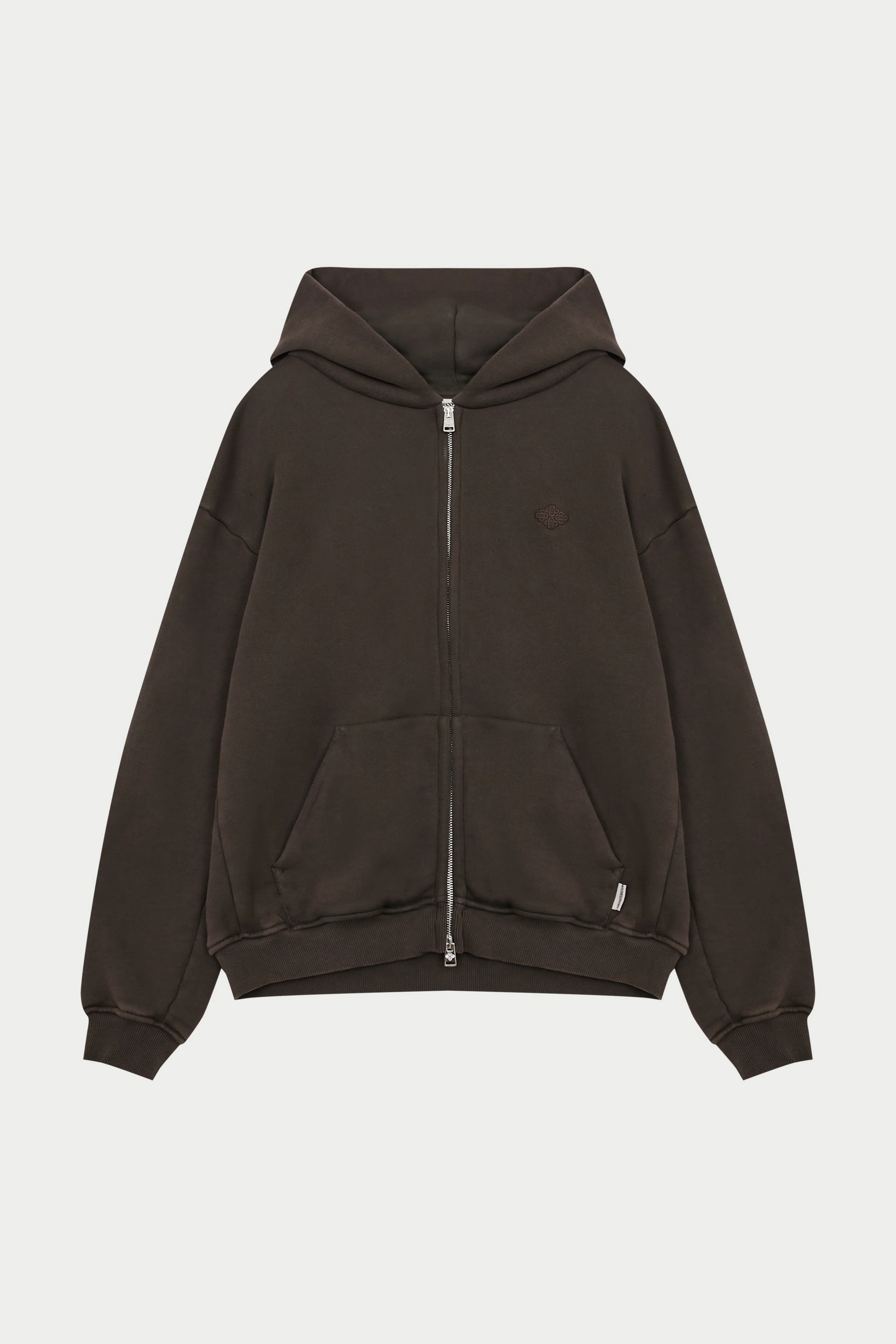 LAUNDERED CLASSICS ZIP THROUGH HOODIE - WASHED BROWN
