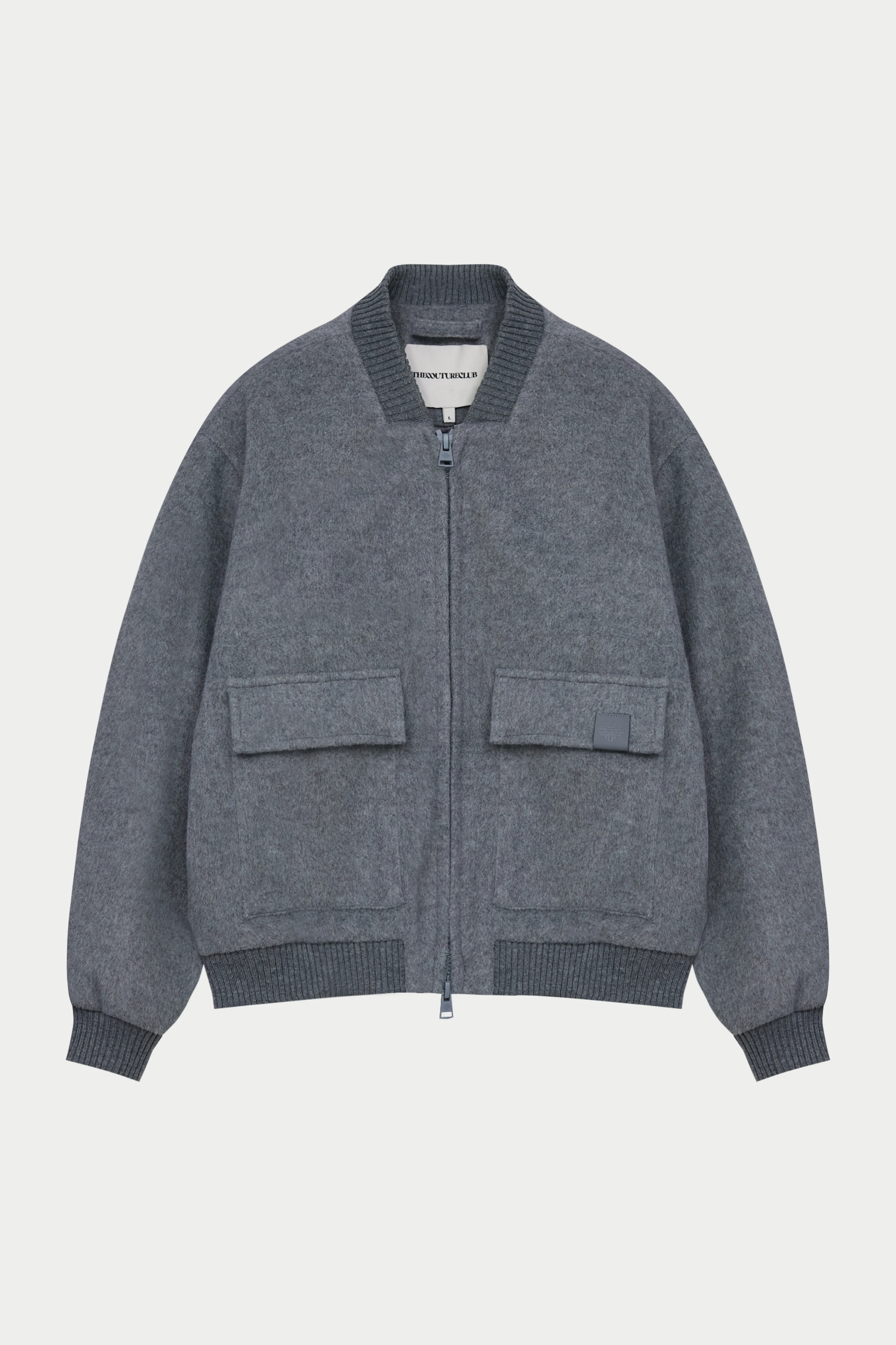 WOOL BLEND BOMBER JACKET - GREY MARL
