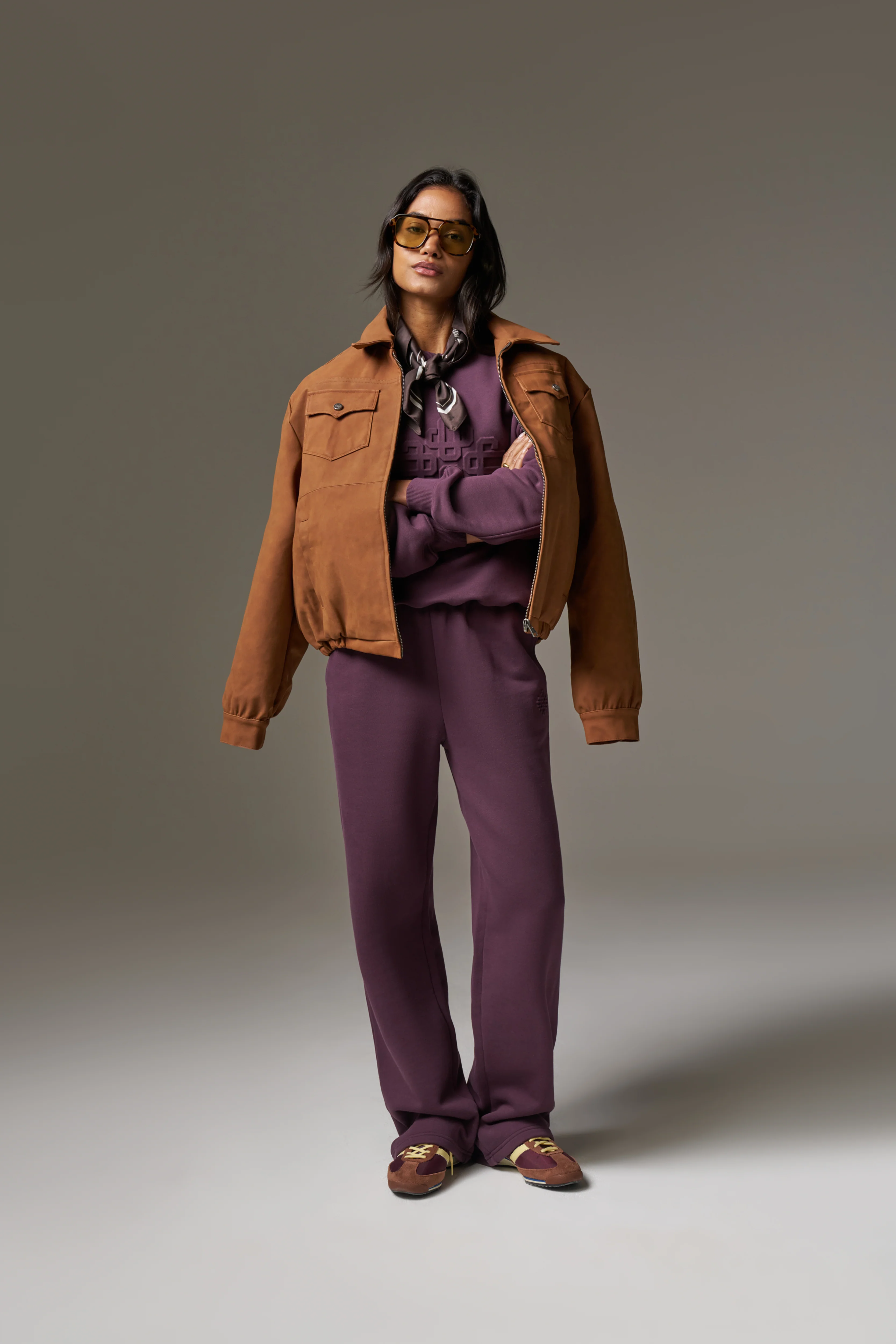 EMBOSSED STRAIGHT LEG JOGGERS - PURPLE