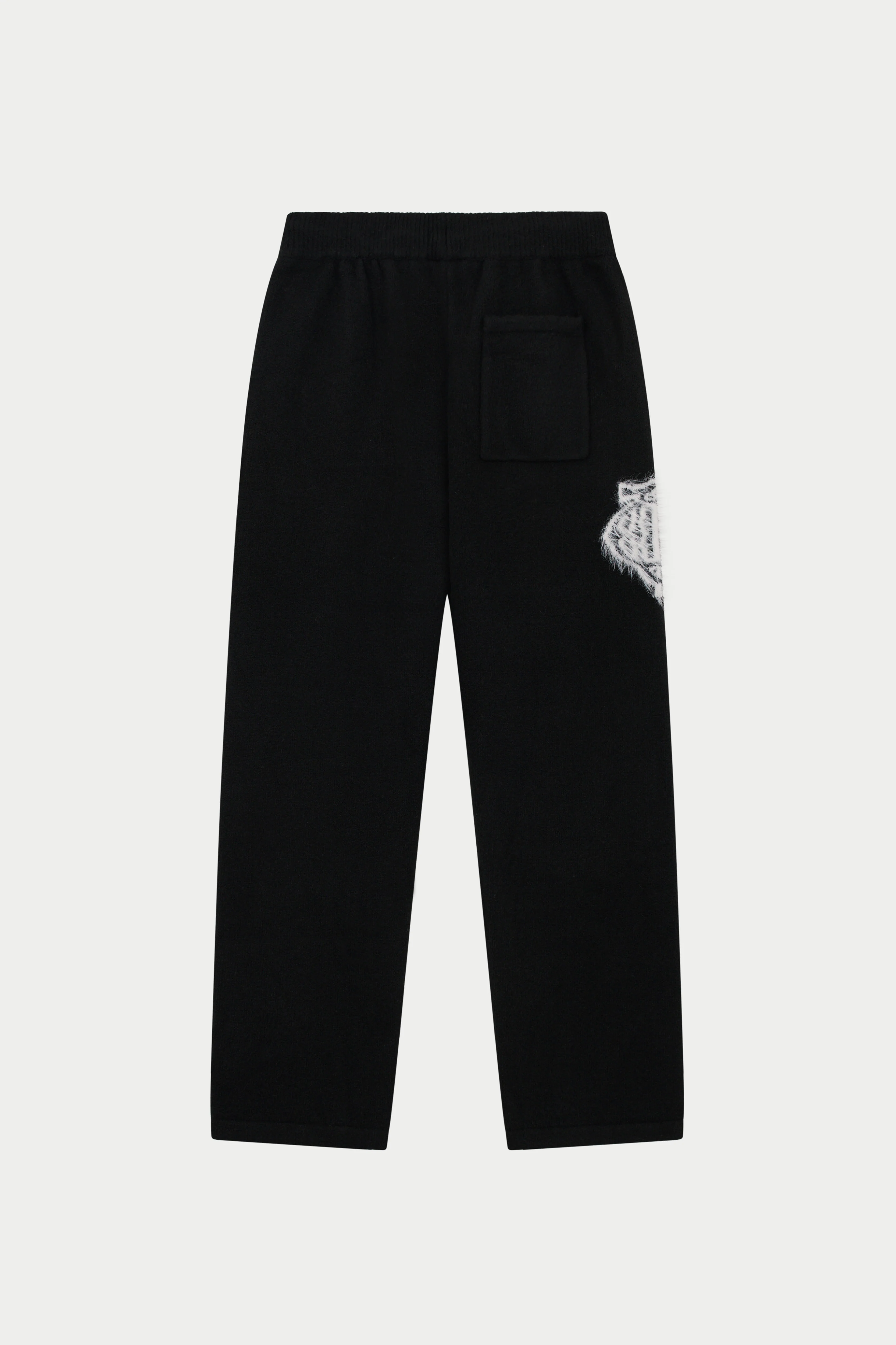 MONGRAM EMBLEM FLUFFY KNIT JOGGERS - BLACK