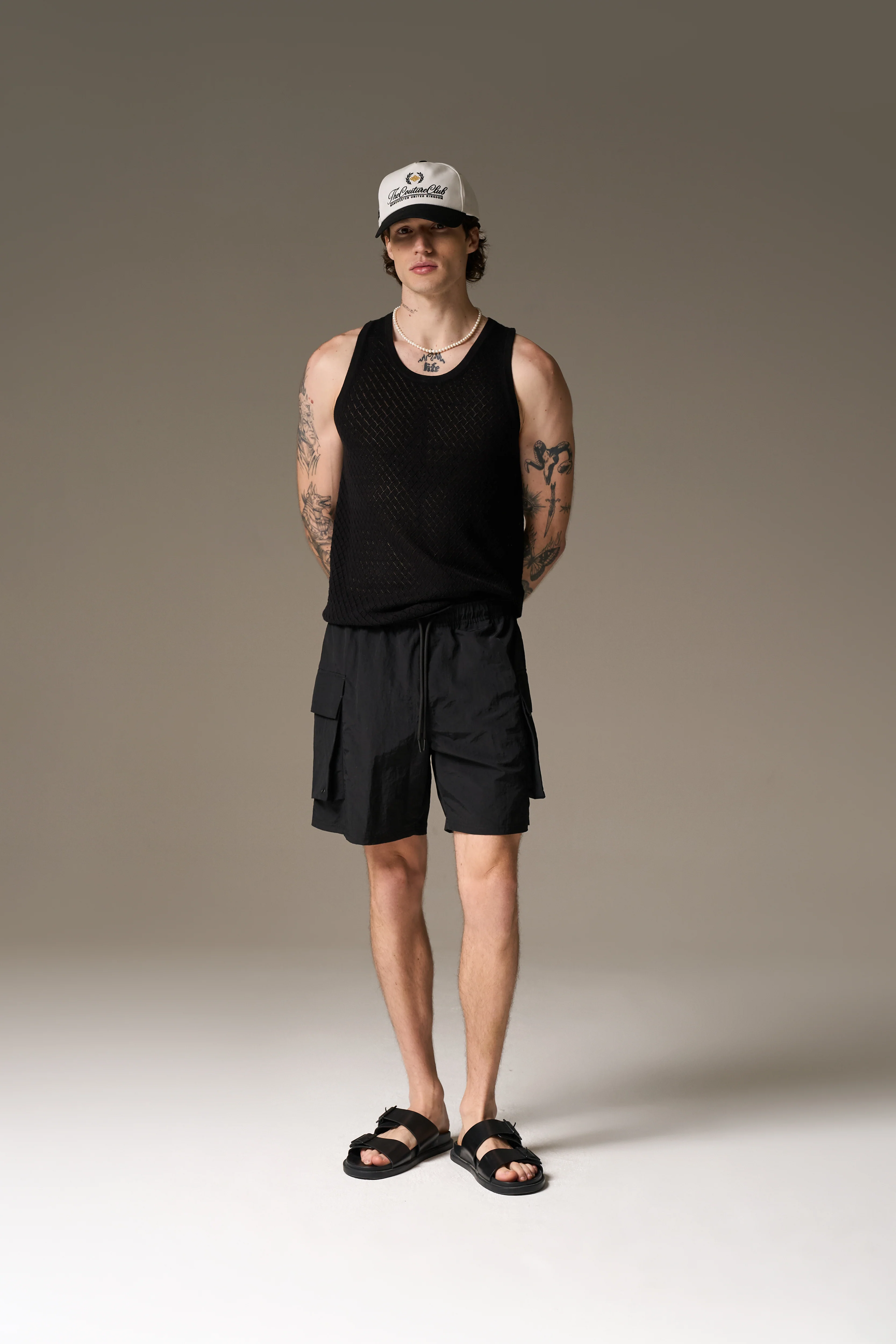 CARGO POCKET SWIM SHORTS - BLACK