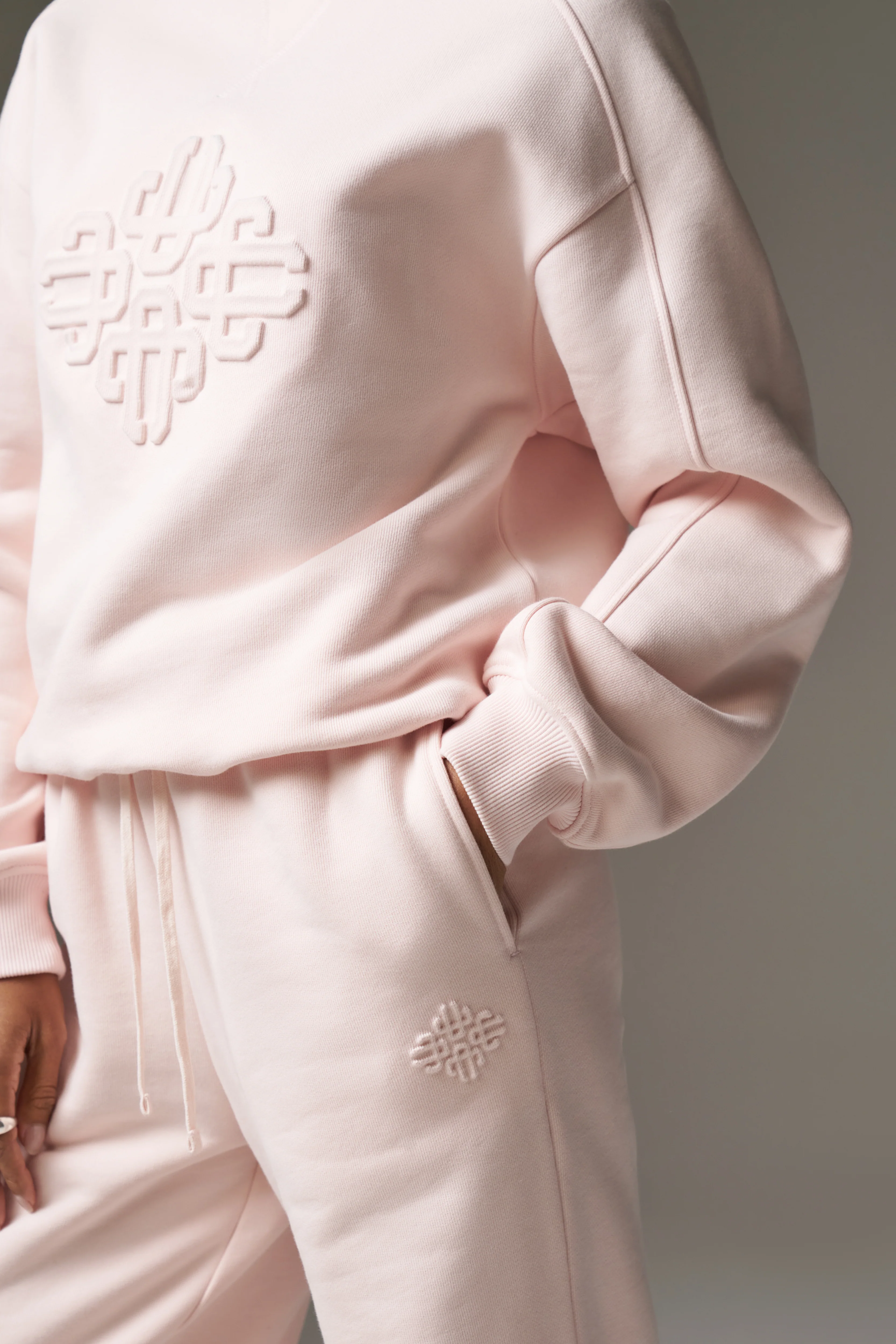 EMBOSSED STRAIGHT LEG JOGGERS - PINK