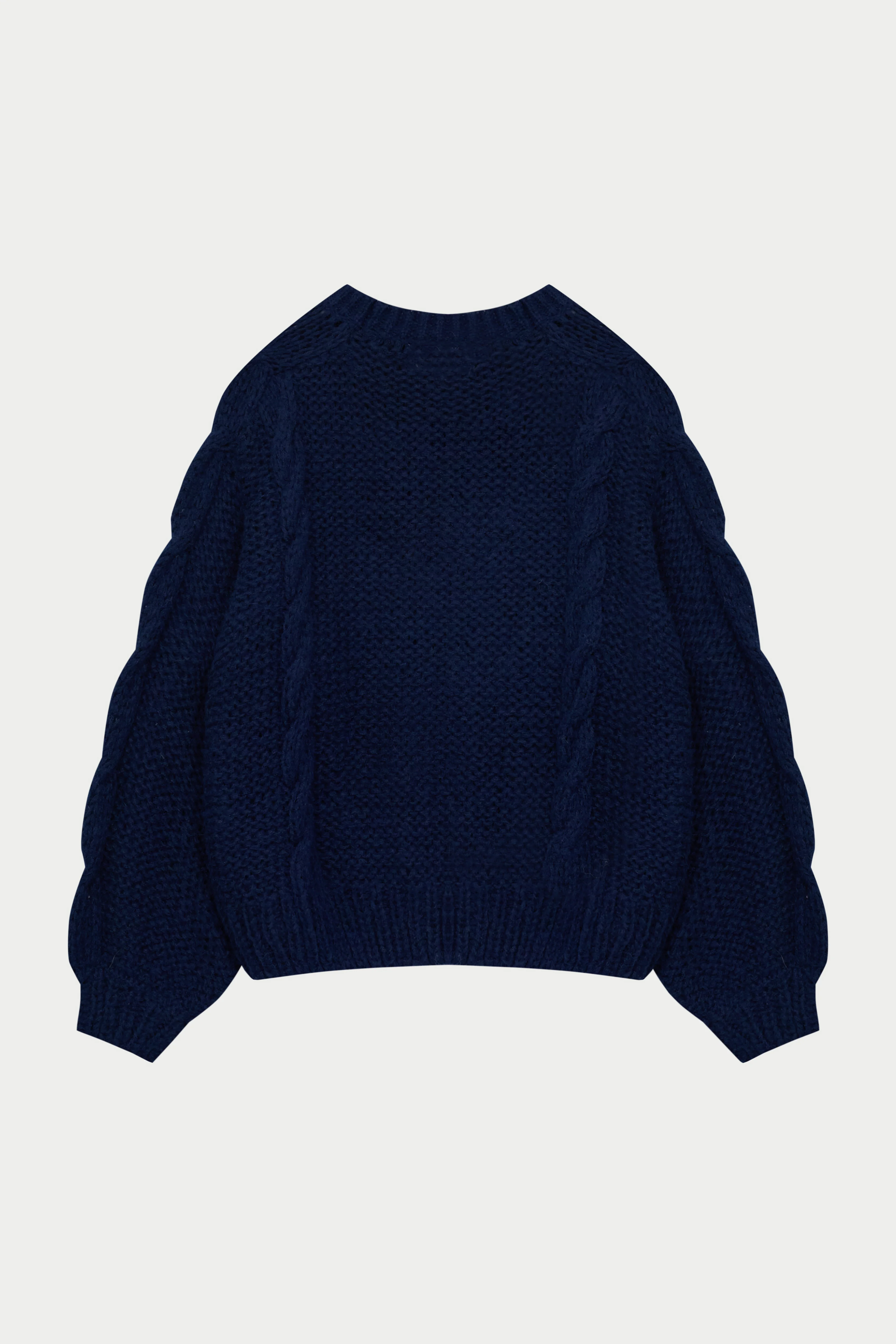 EMBLEM PLAITED OVERSIZED KNIT JUMPER - NAVY
