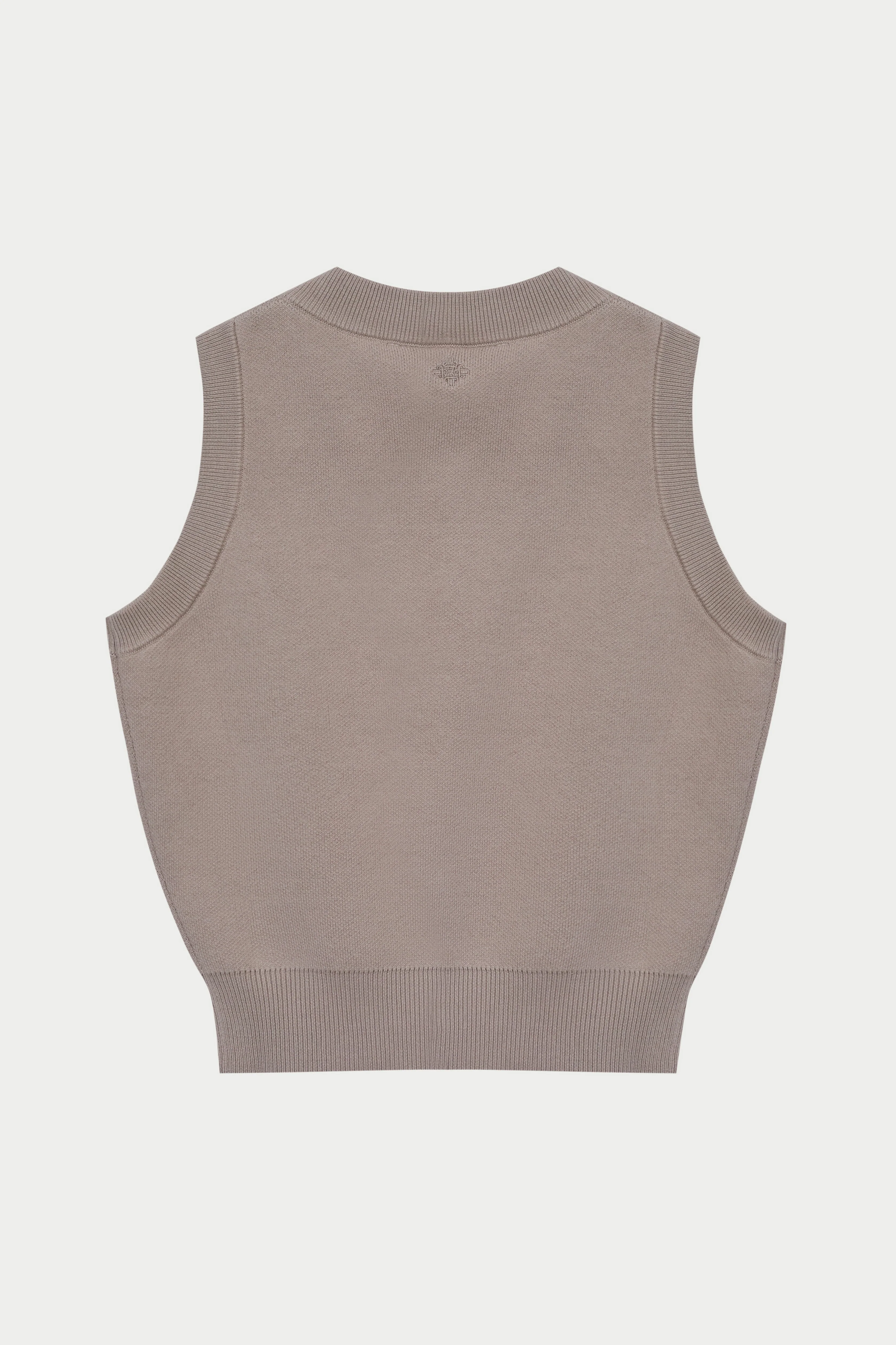 KNIT BUTTON THROUGH TOP - BEIGE