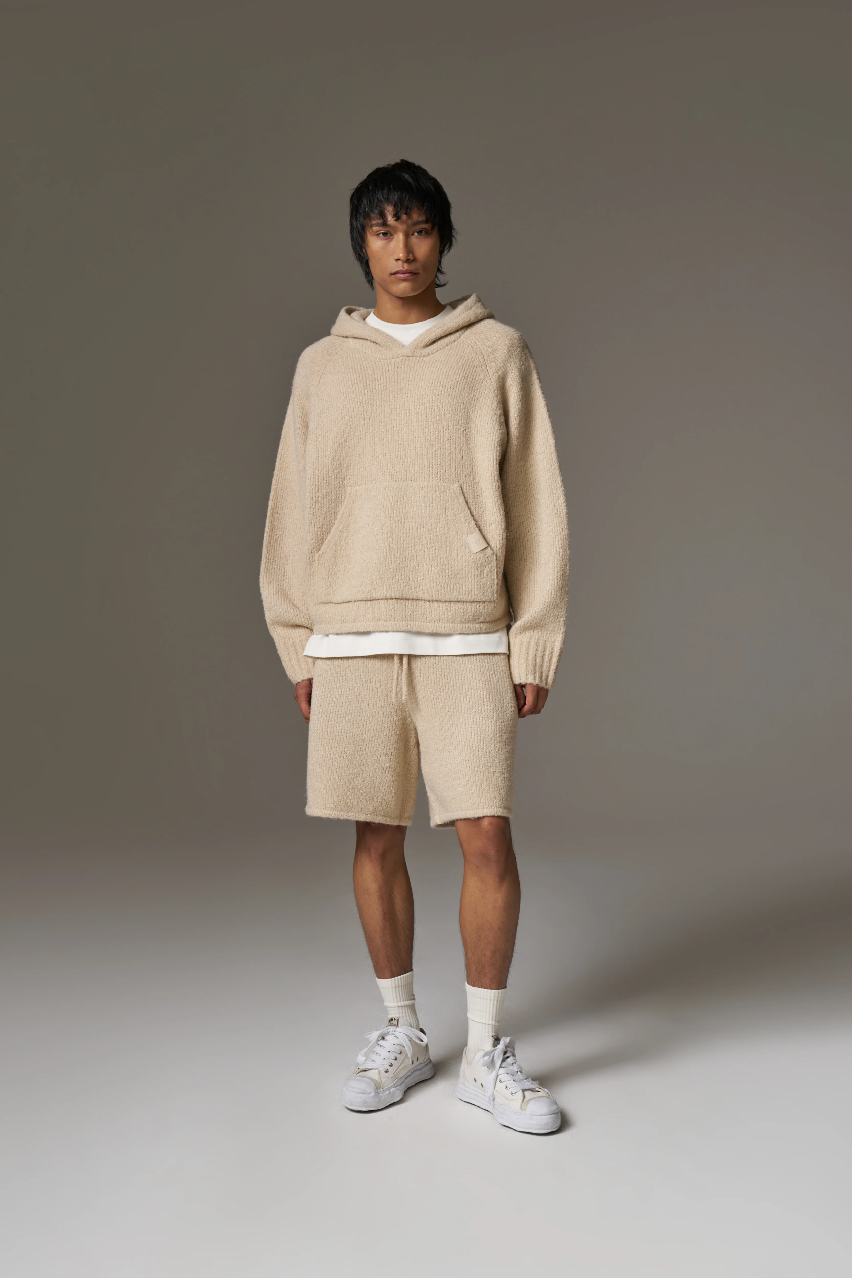 BOUCLE KNIT SHORTS - STONE