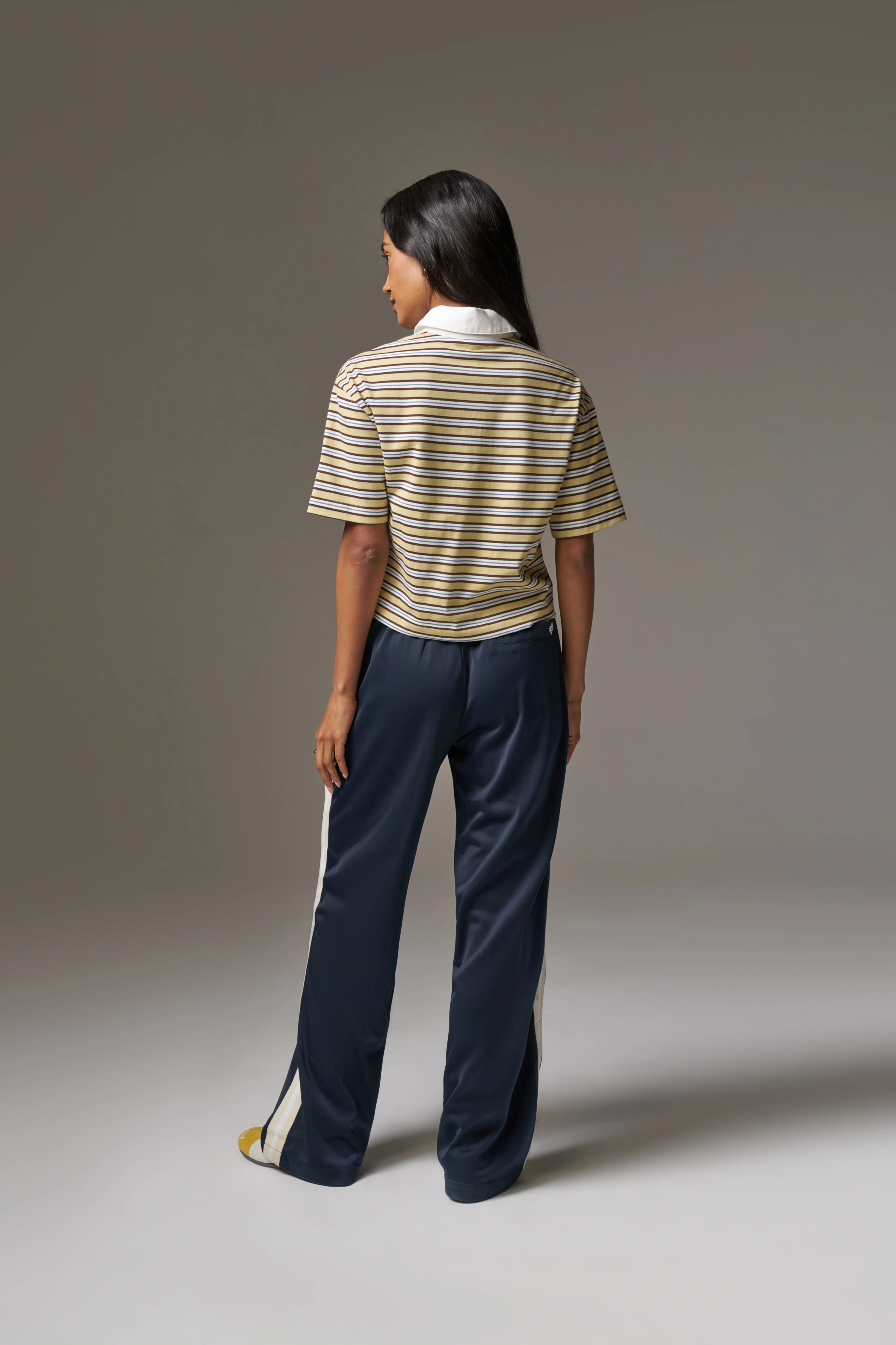 SIDE STRIPE WIDE LEG JOGGERS - NAVY