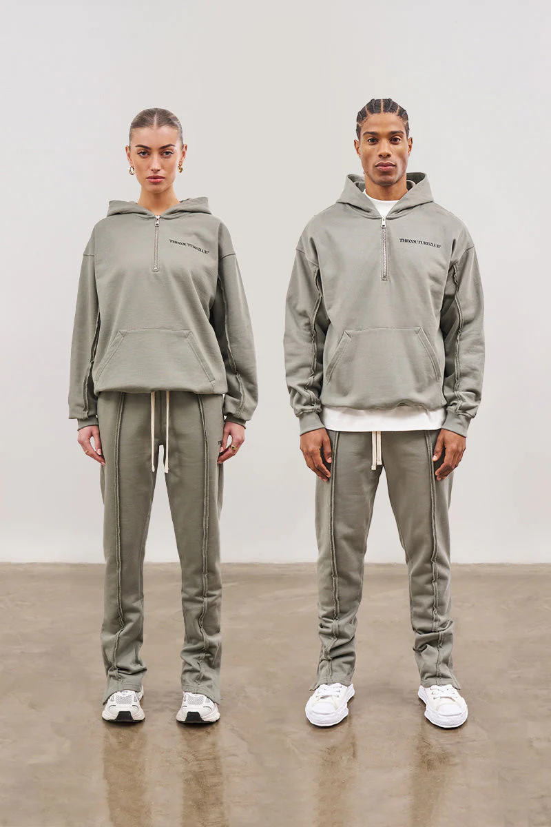 RAW SEAM STRAIGHT LEG JOGGERS - DARK SAGE