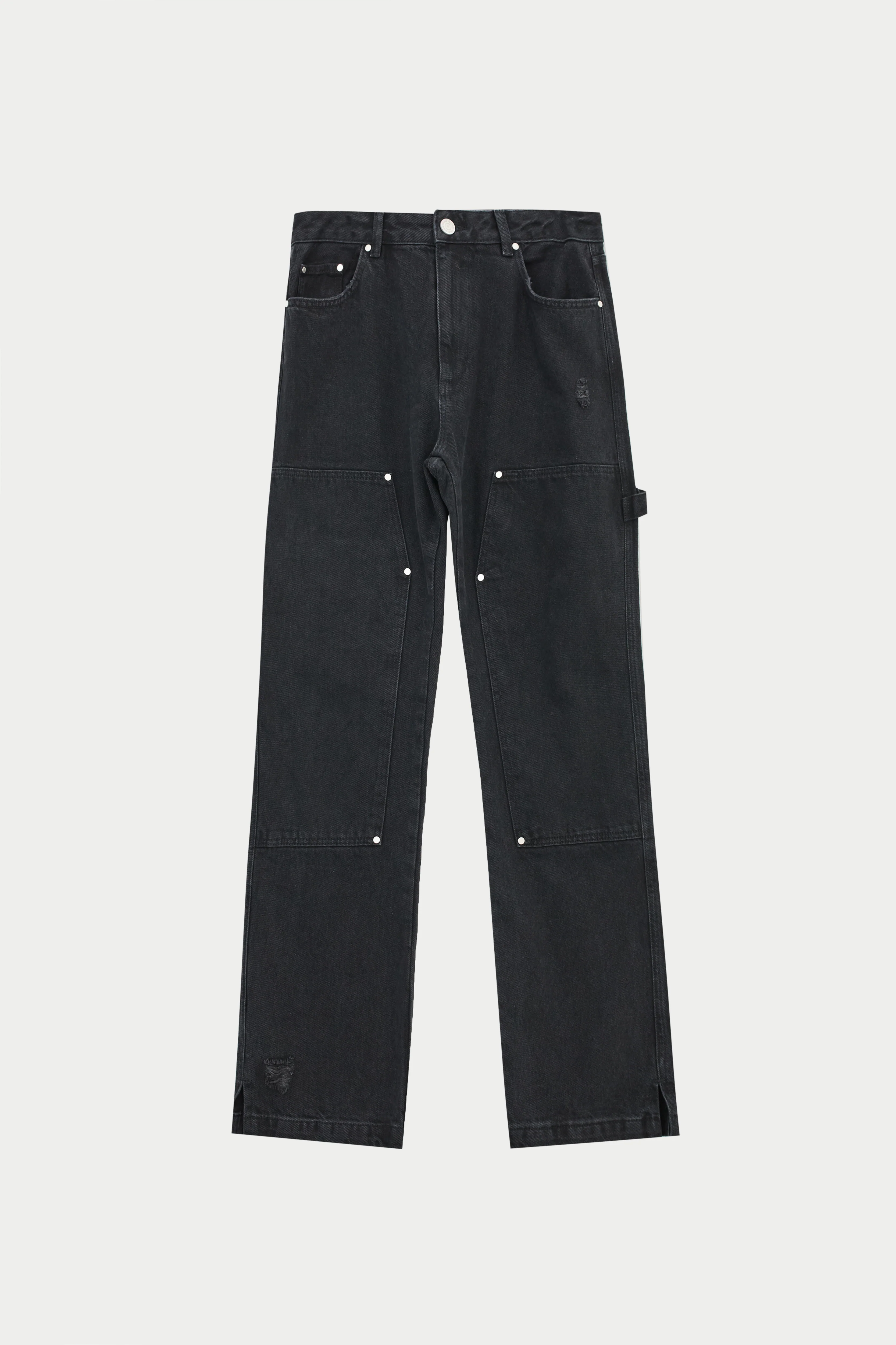 DENIM RIVET DETAIL CARPENTER JEANS - BLACK WASH