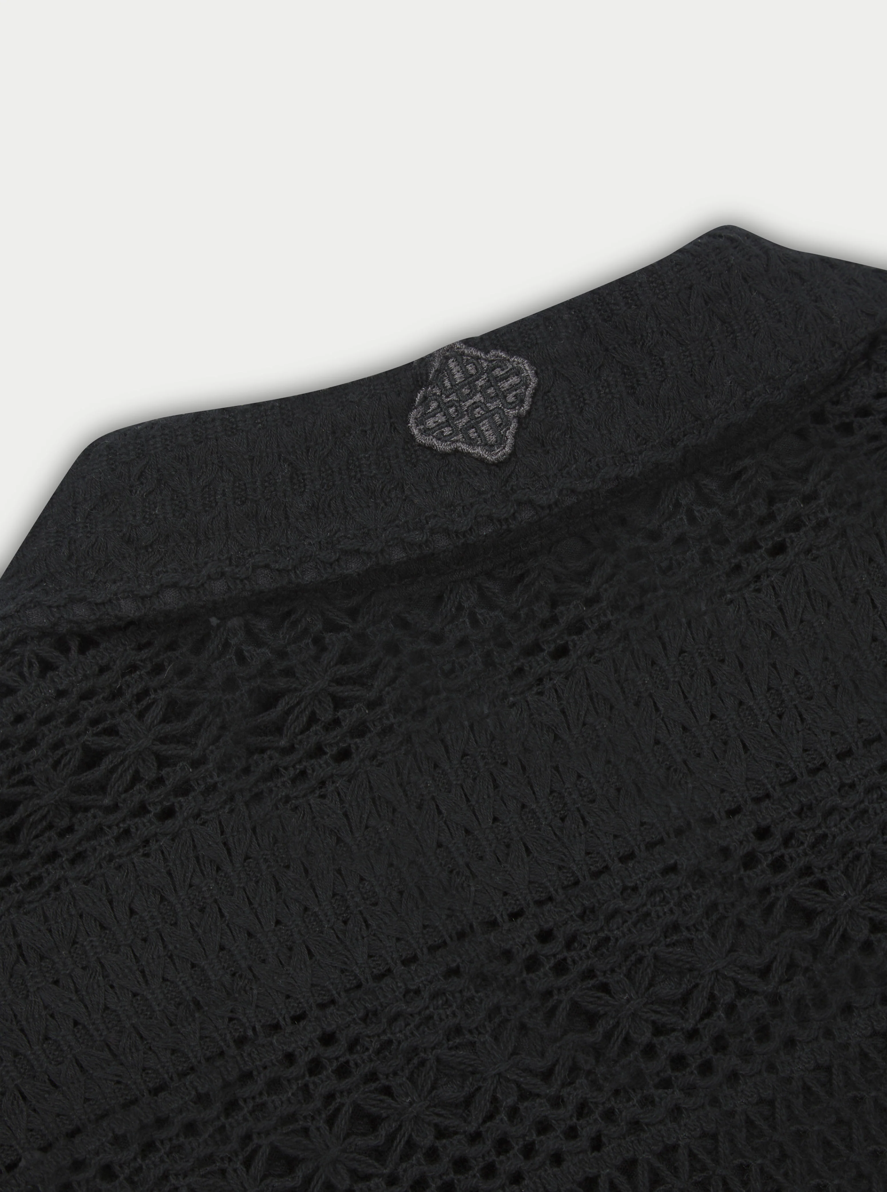 TEXTURED CROCHET SHIRT - BLACK