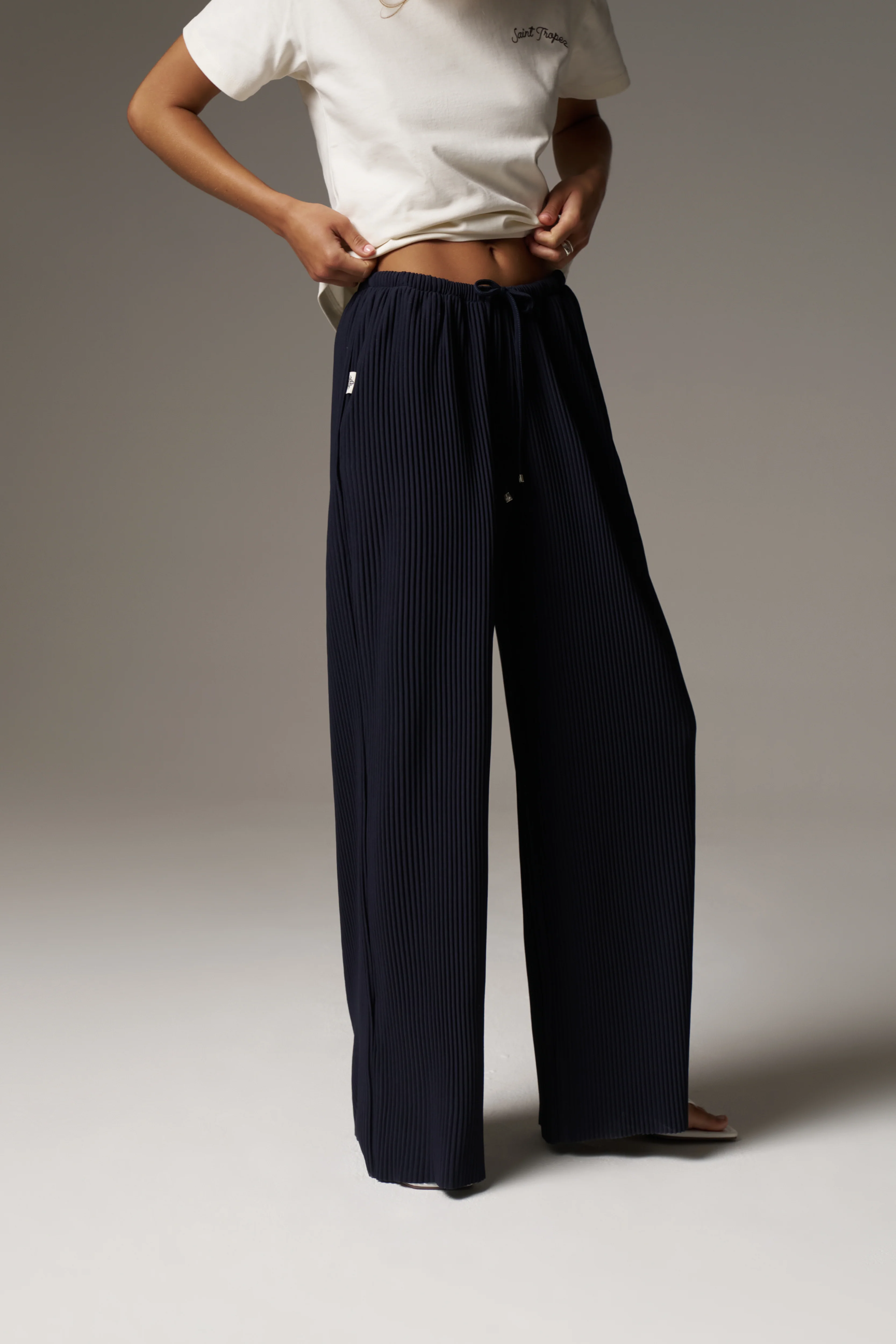 PLISSE TROUSERS - NAVY