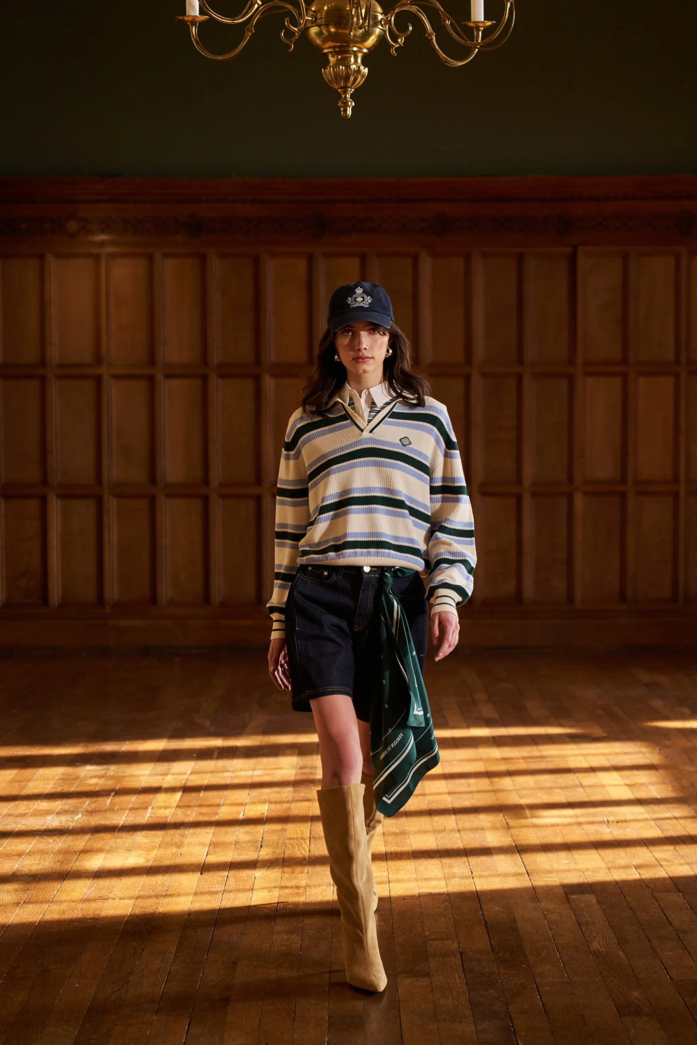 STRIPE KNITTED POLO SWEATSHIRT - OFF WHITE