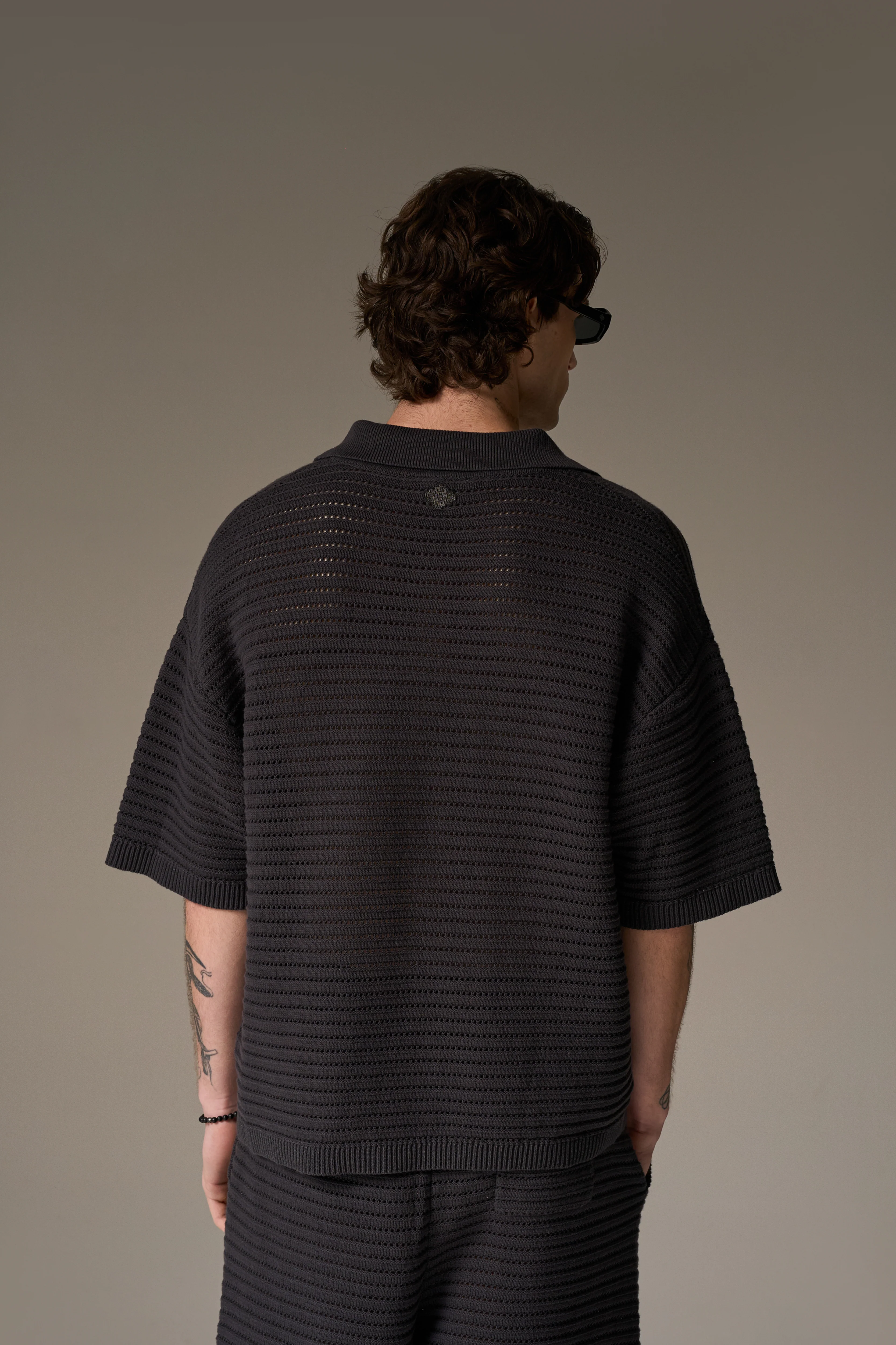 KNITTED POLO SHIRT - CHARCOAL