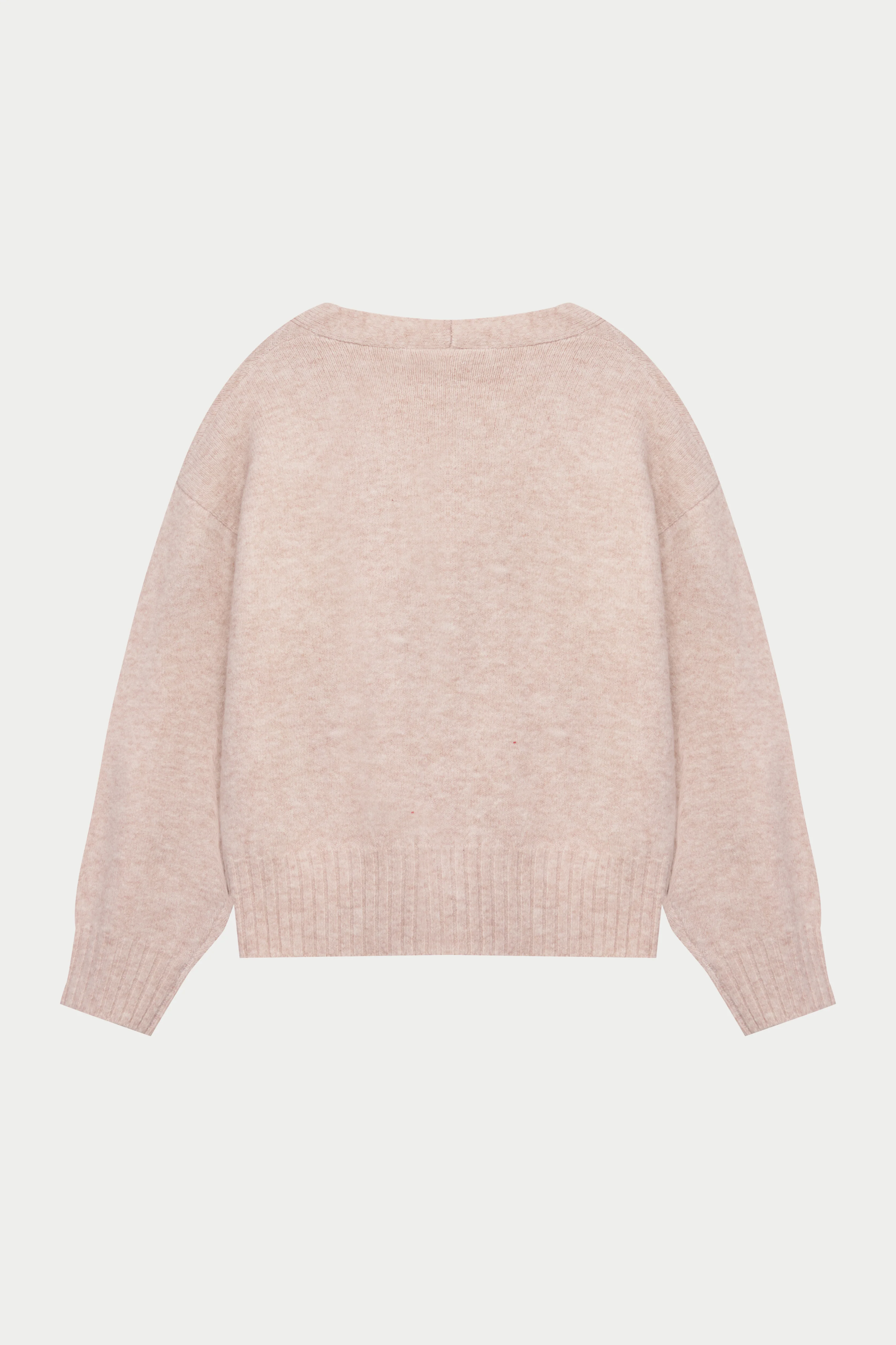 FLUFFY KNITTED EMBLEM EMBROIDERED CARDIGAN - PINK