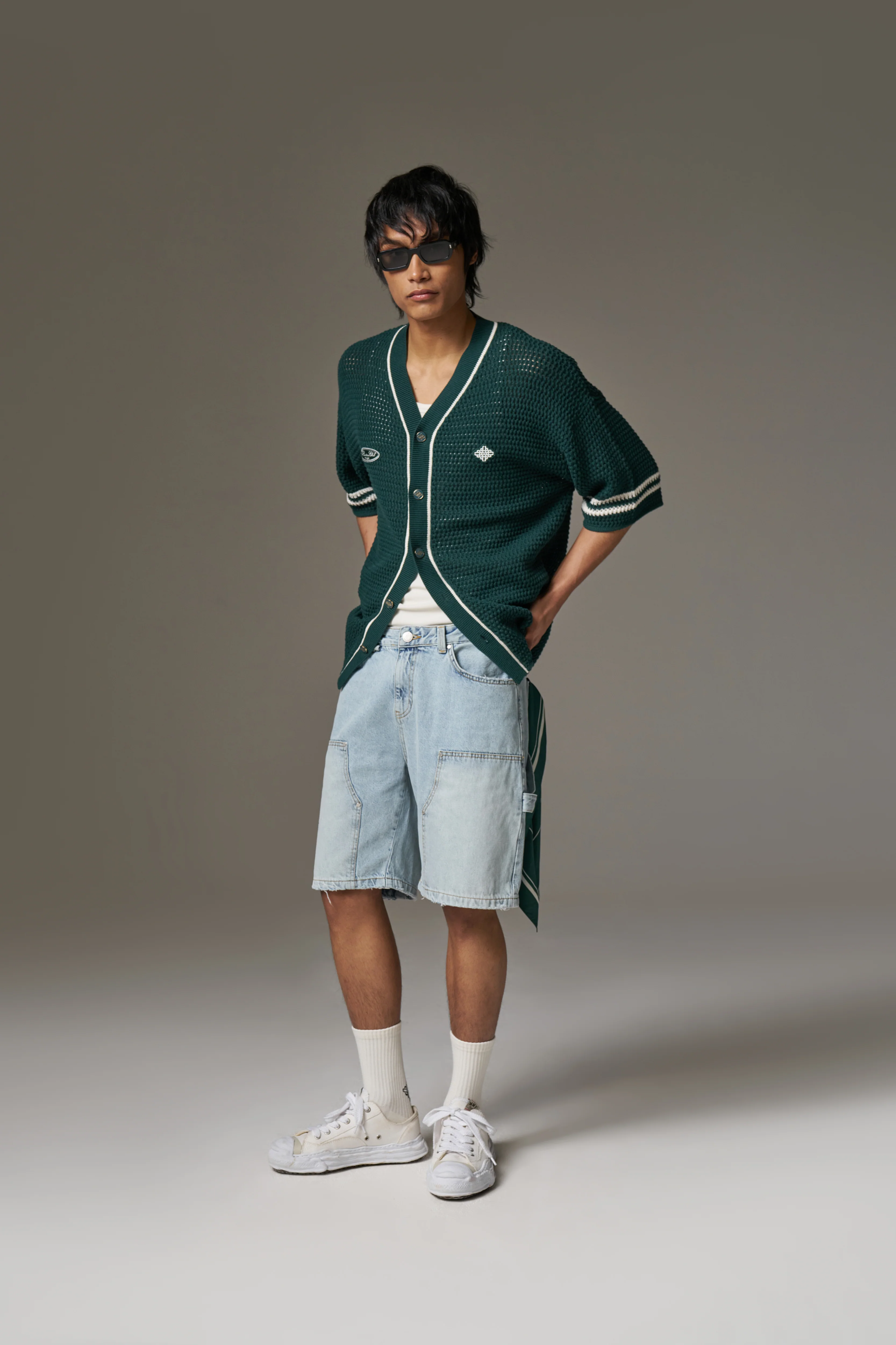 DENIM CARPENTER SHORTS - BLUE WASH