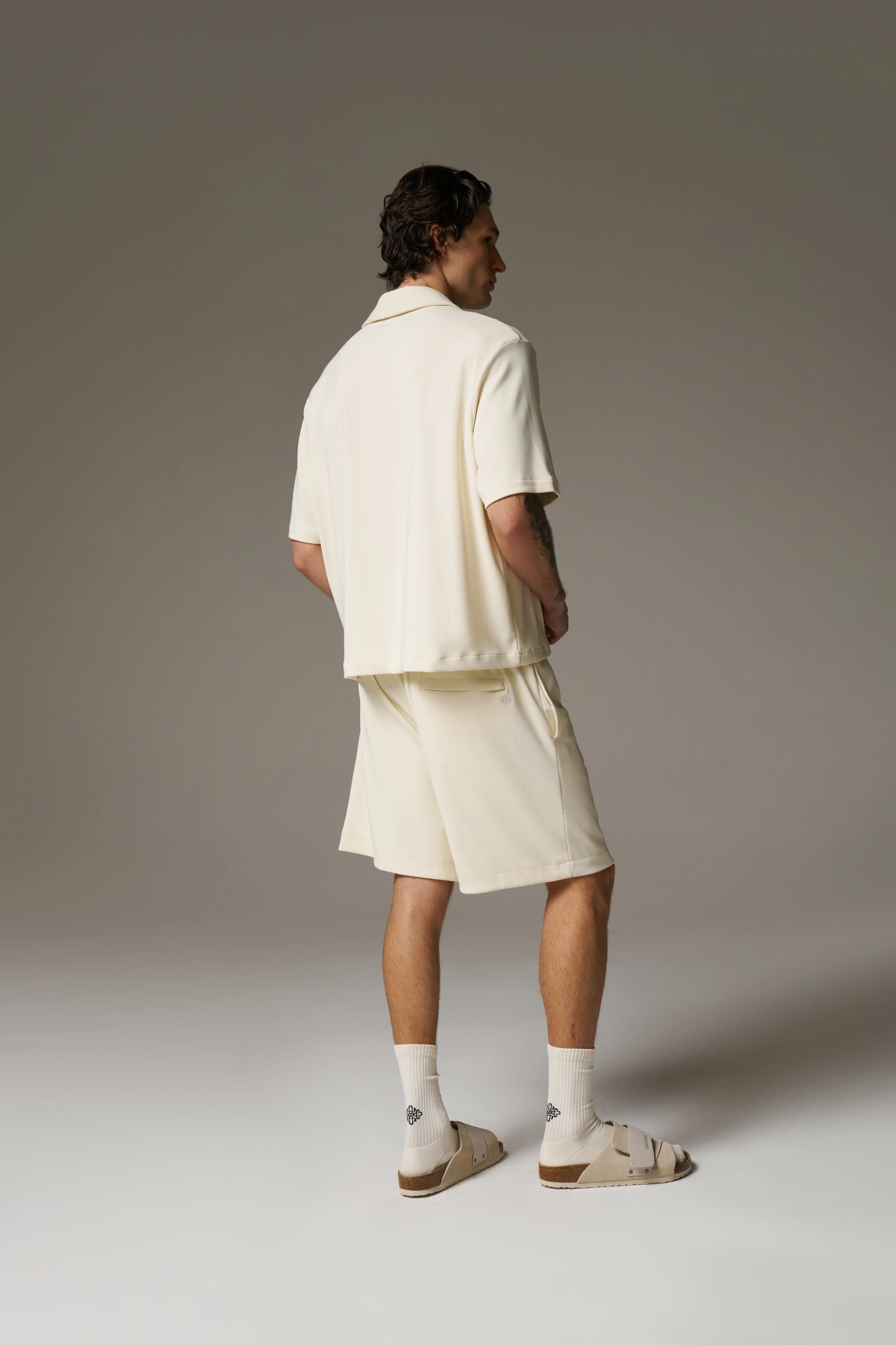 RIB BUTTON THROUGH SHIRT - OFF WHITE