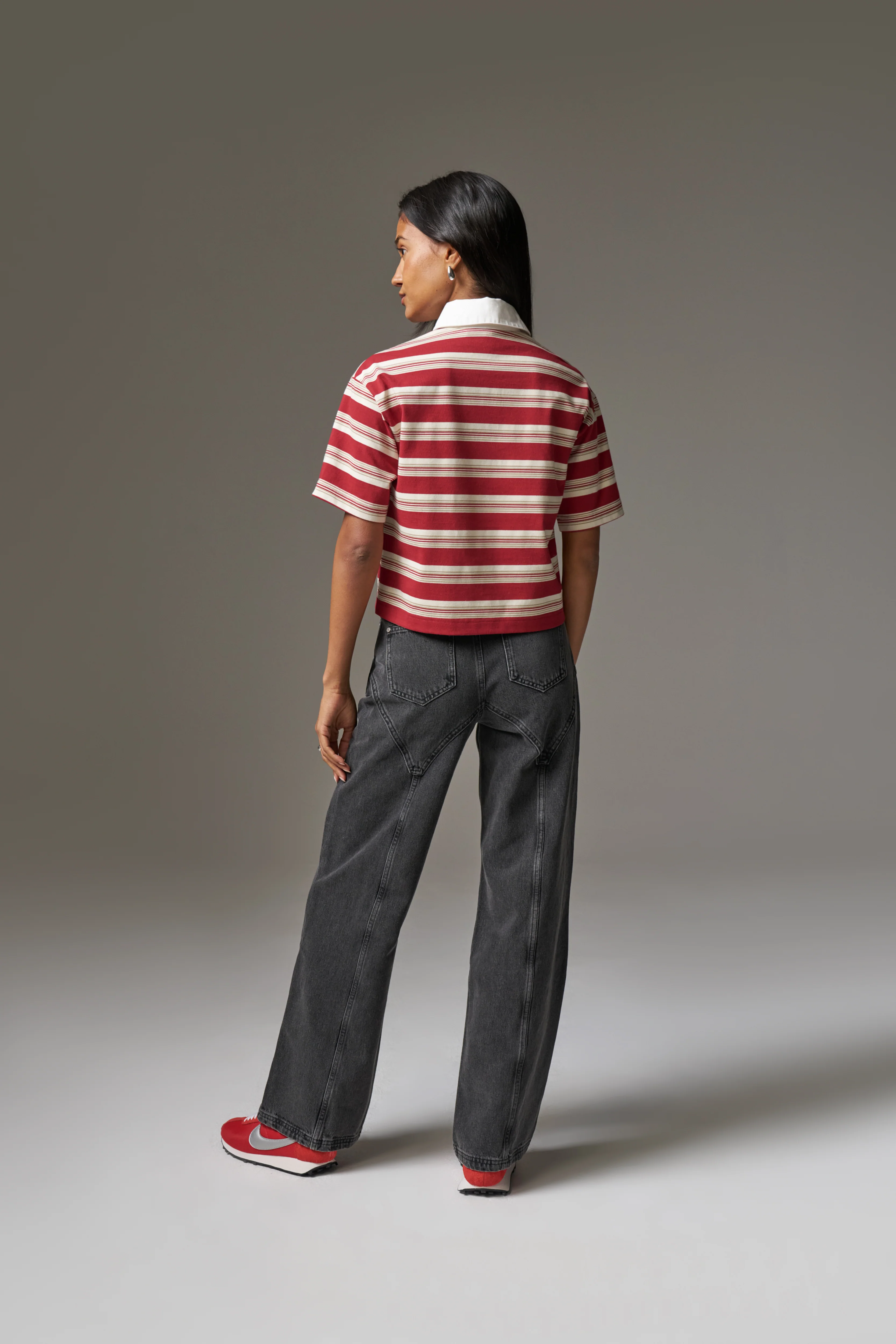 STRIPED POLO TEE - RED