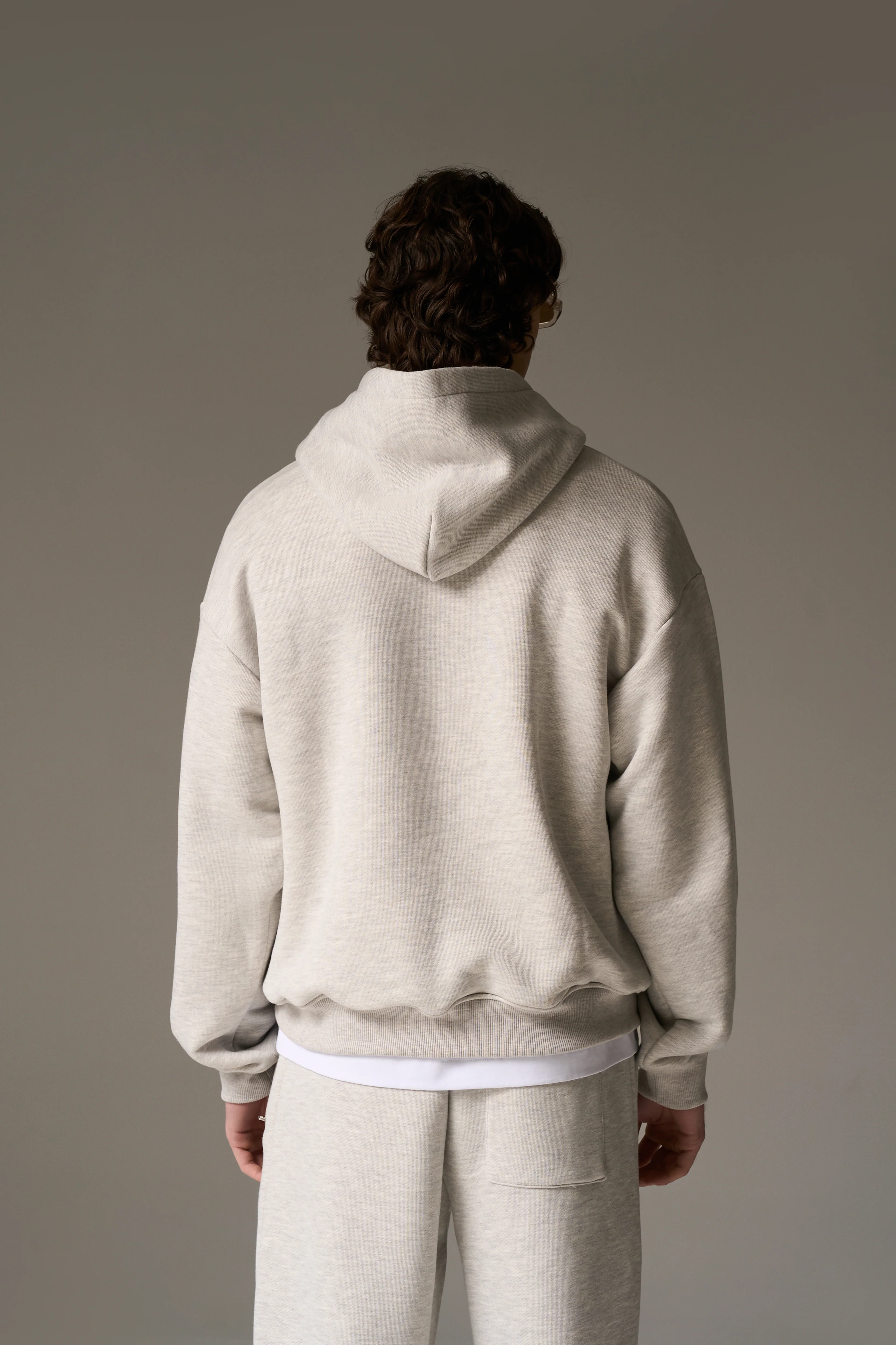HEAVYWEIGHT MONOGRAM EMBLEM HOODIE - GREY MARL