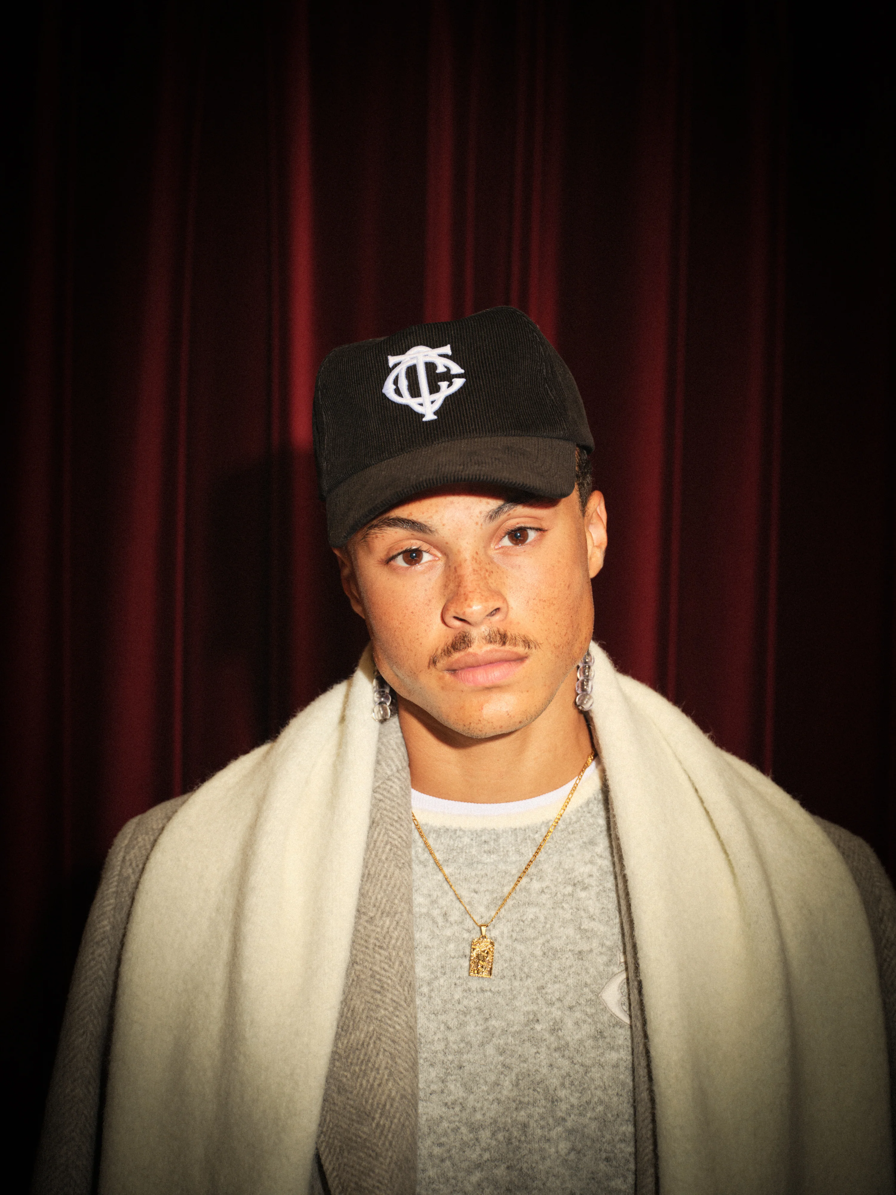 MONOGRAM EMBLEM CORD CAP - BROWN